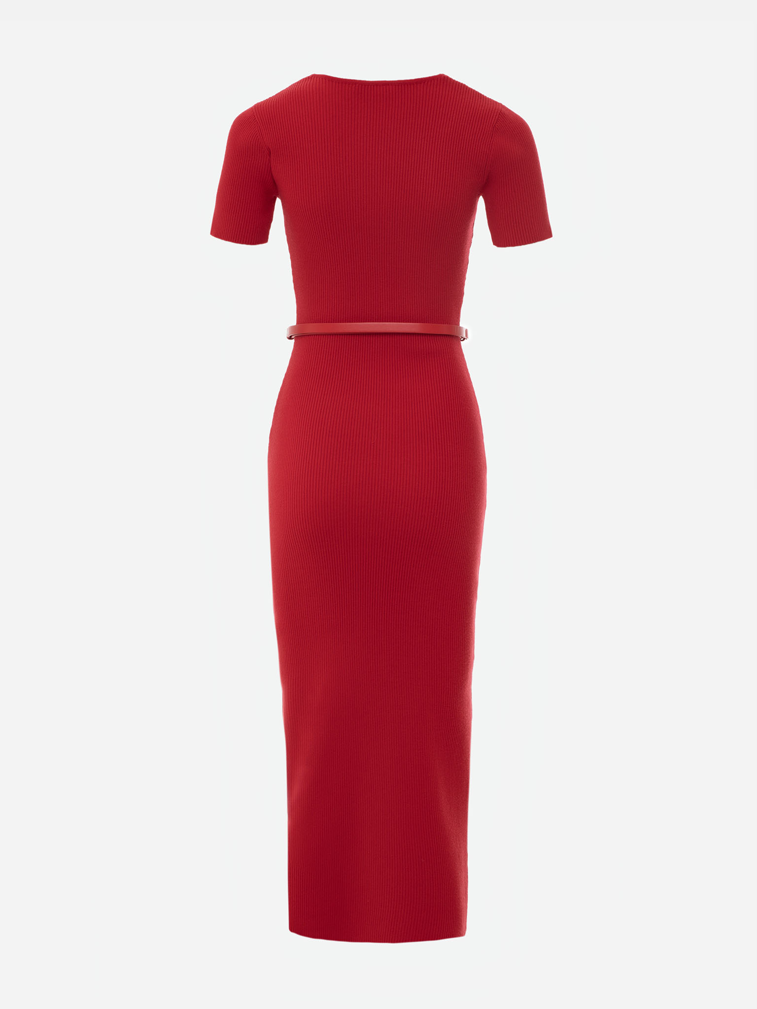 Ribbed knit midi dress with golden fittings