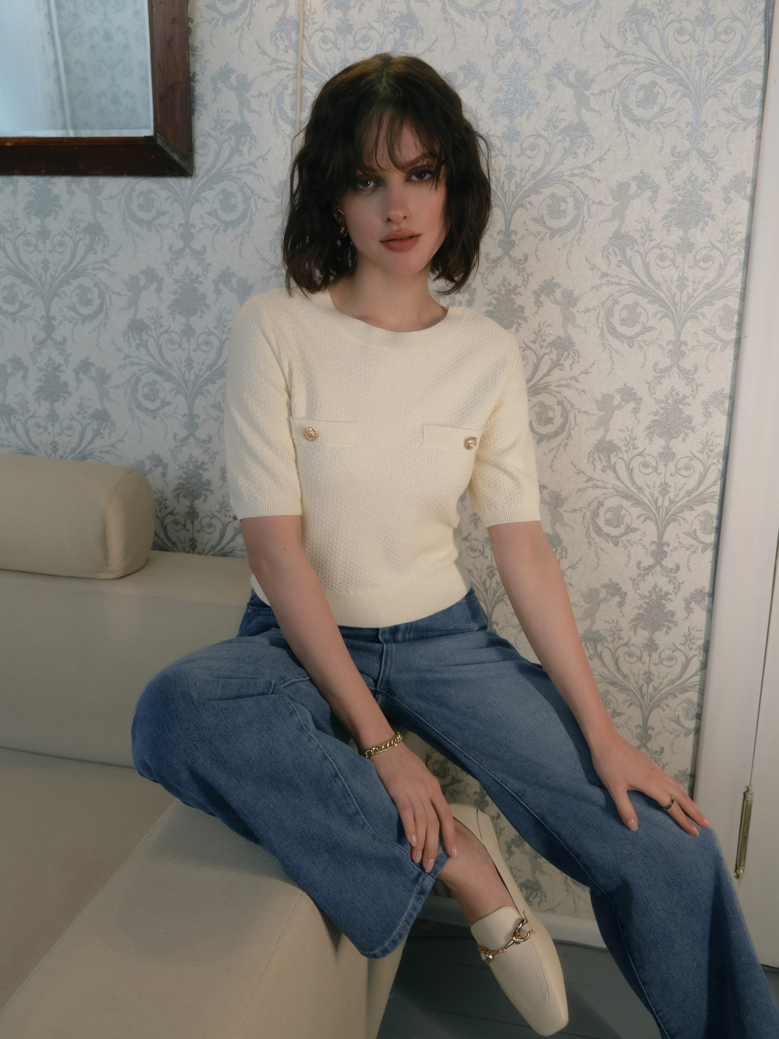 Jersey top with chest pockets