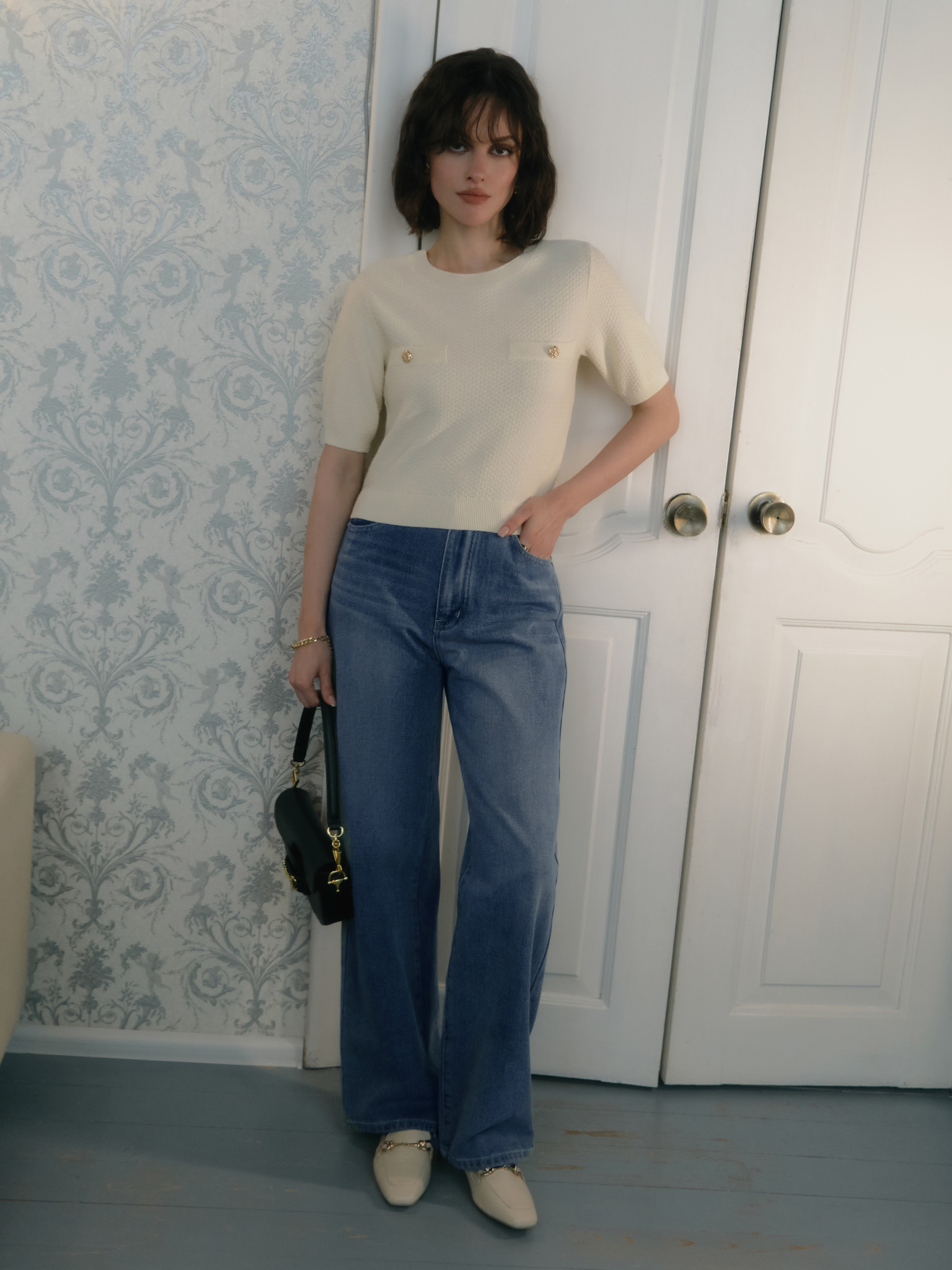 Jersey top with chest pockets