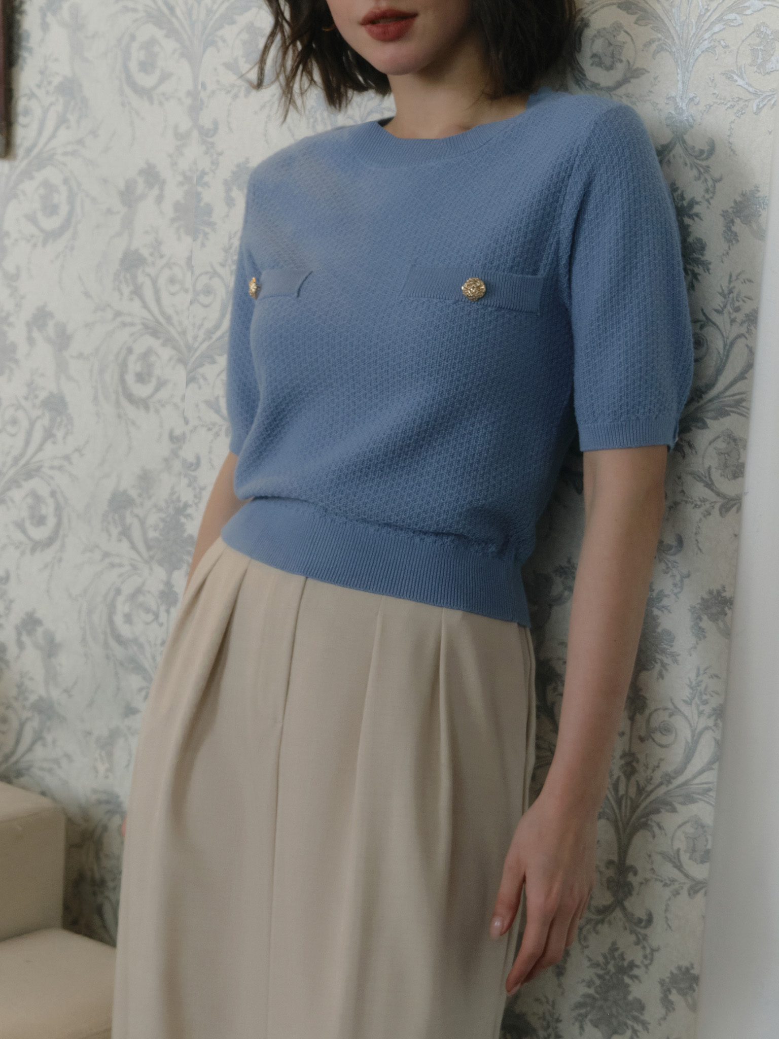 Jersey top with chest pockets