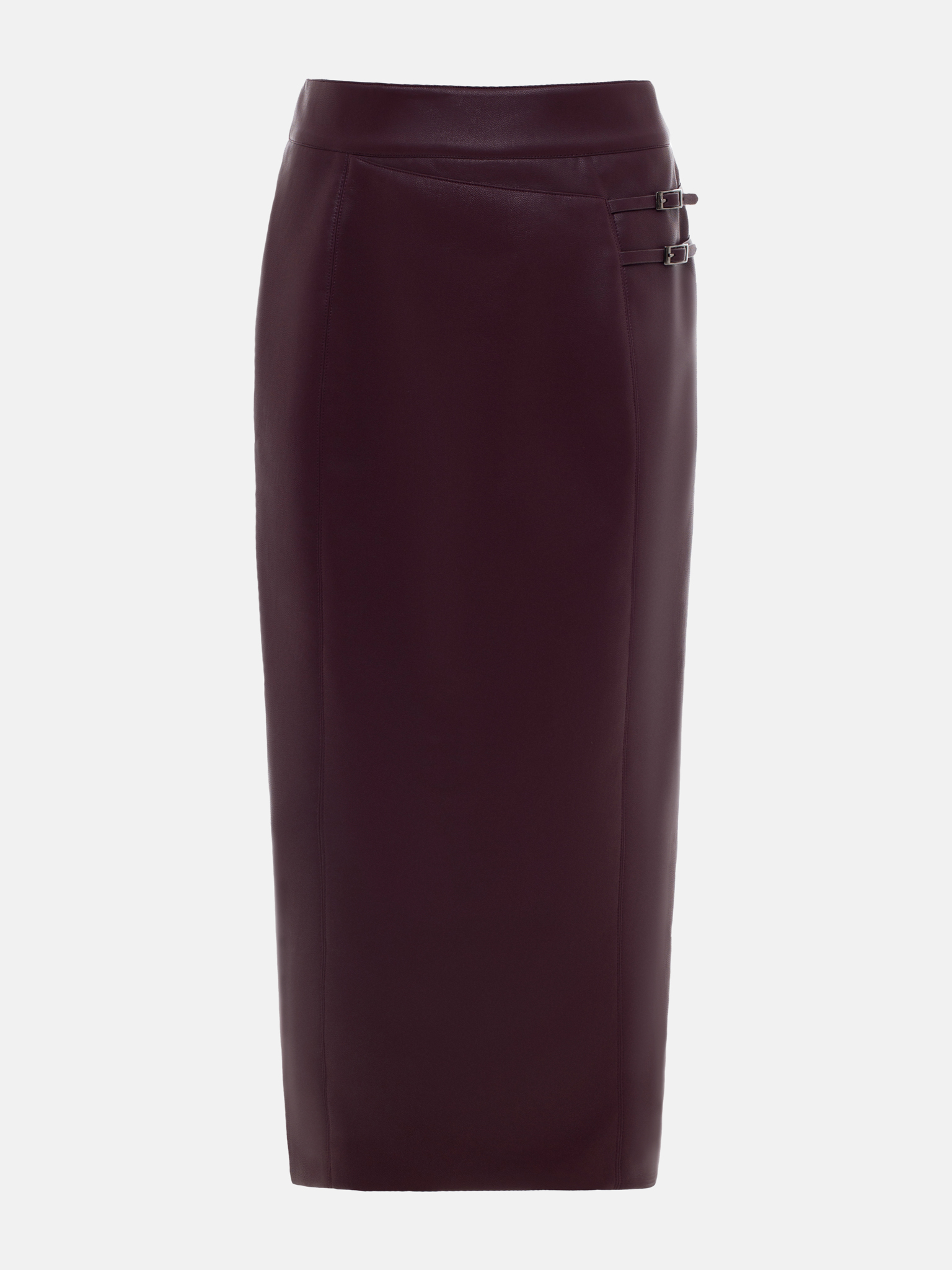 Pencil midi skirt in eco-leather