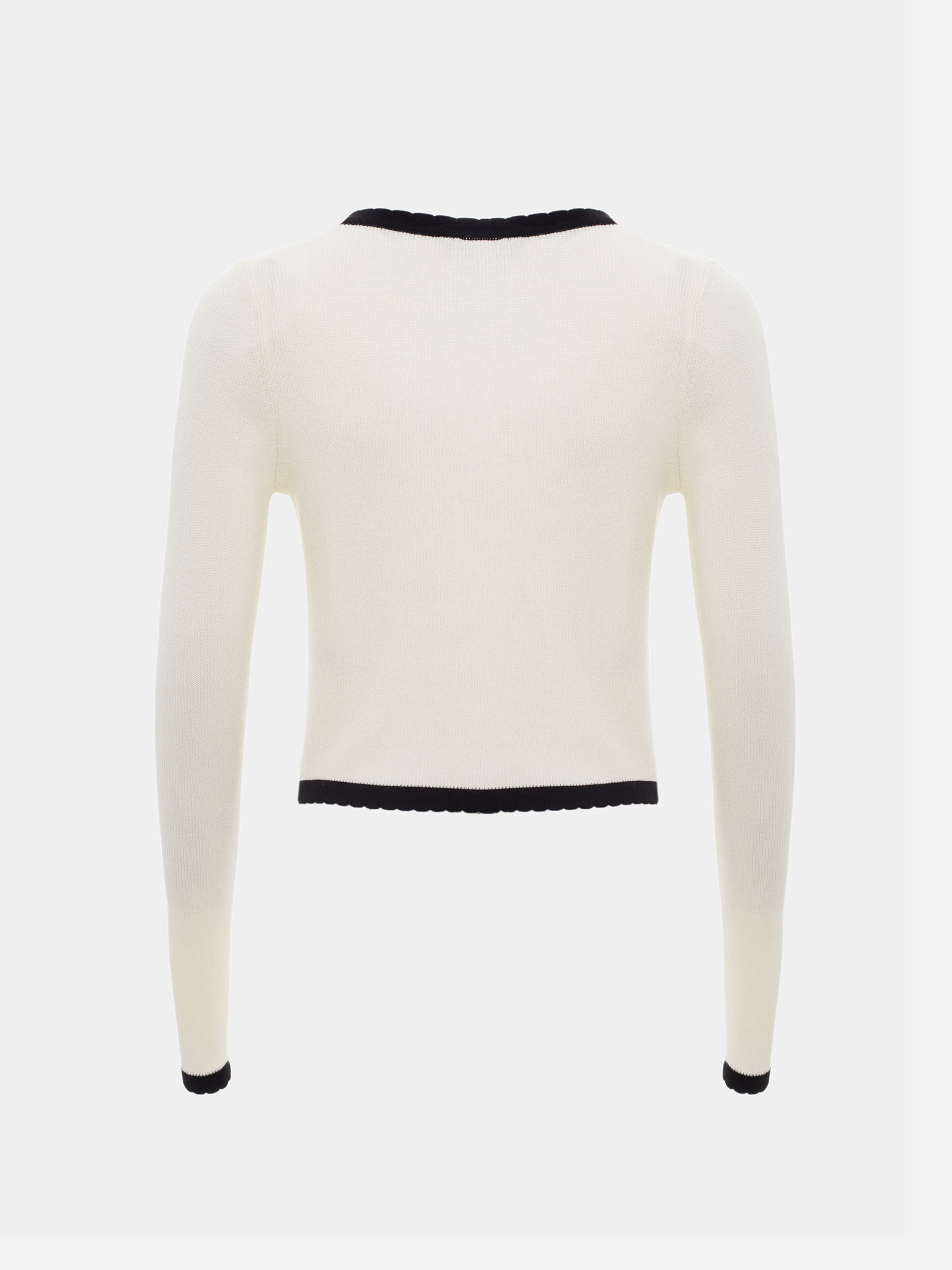 Taillierte Strickjacke aus Rippstrick mit kontrastierender Einfassung