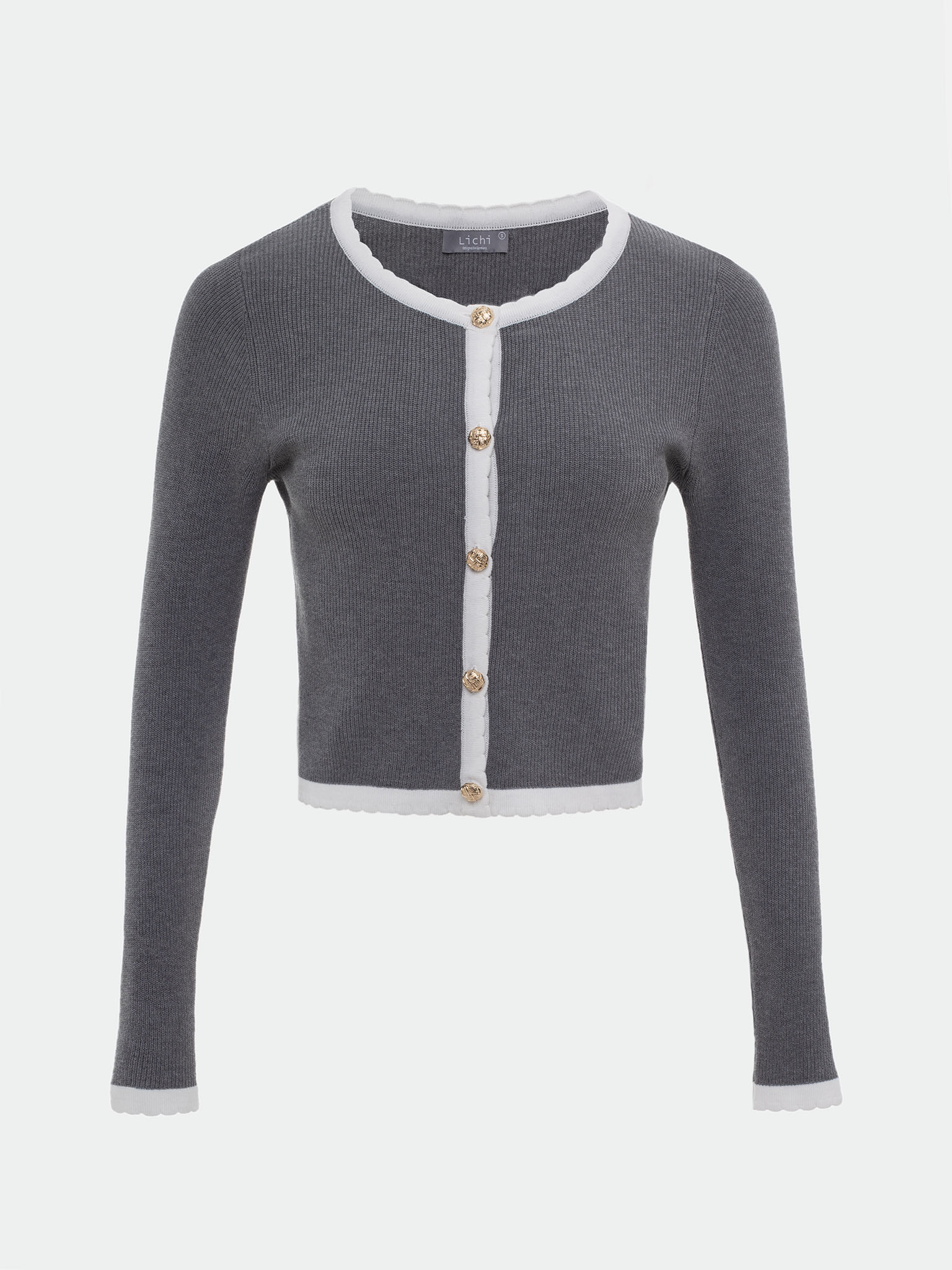 Fitted ribbed cardigan with contrasting edging