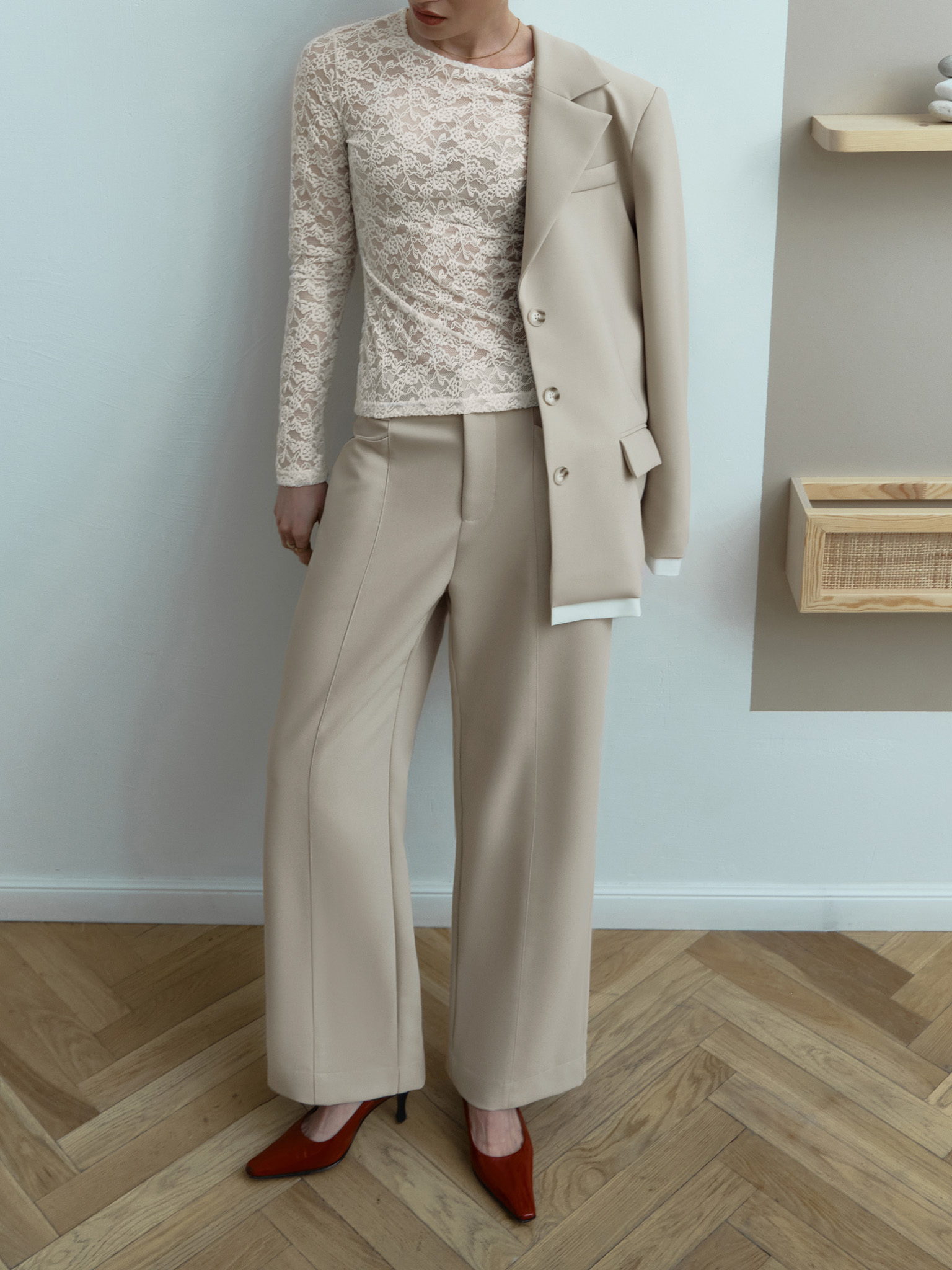 Straight fit monochrome trousers