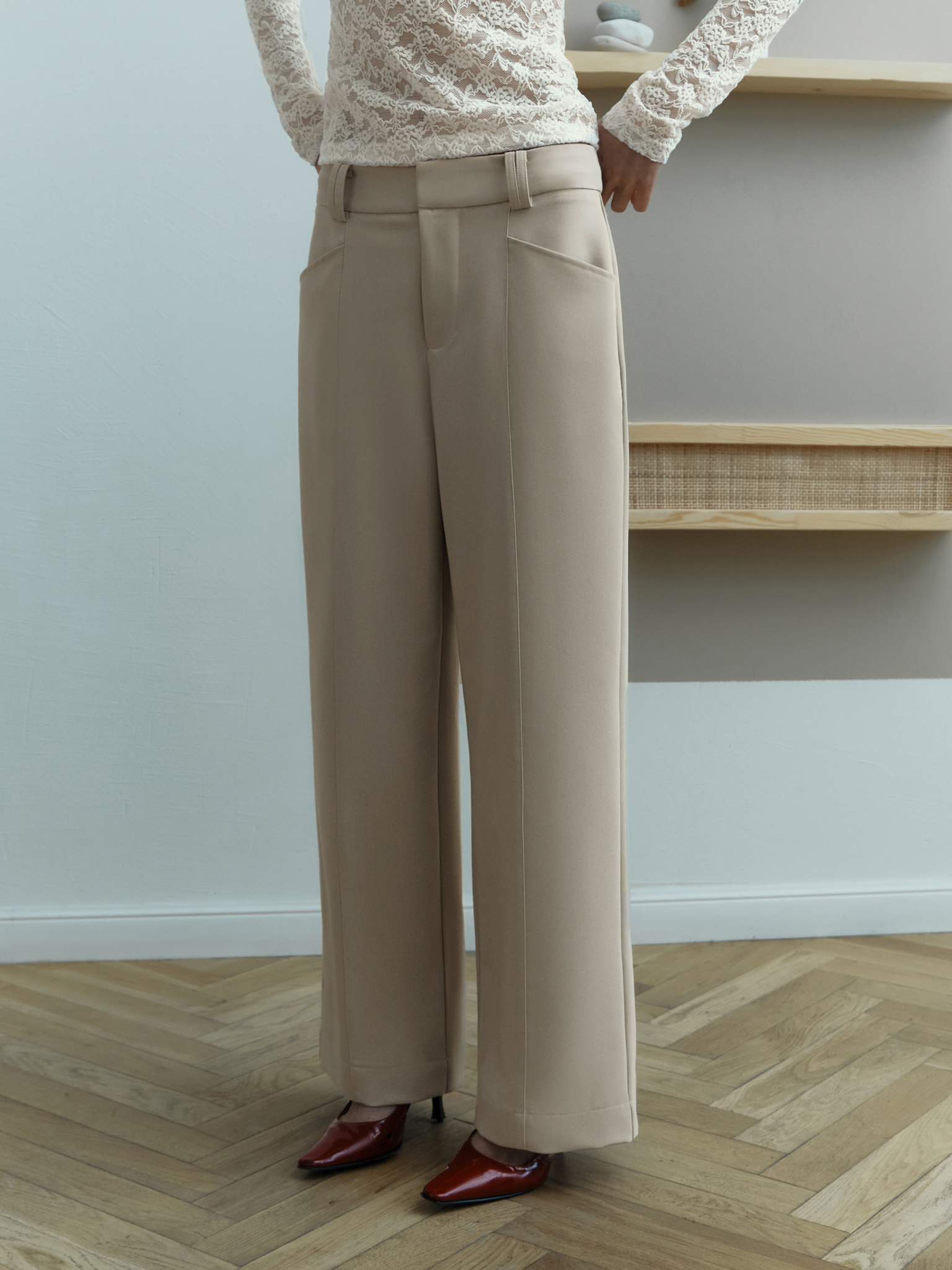 Straight fit monochrome trousers