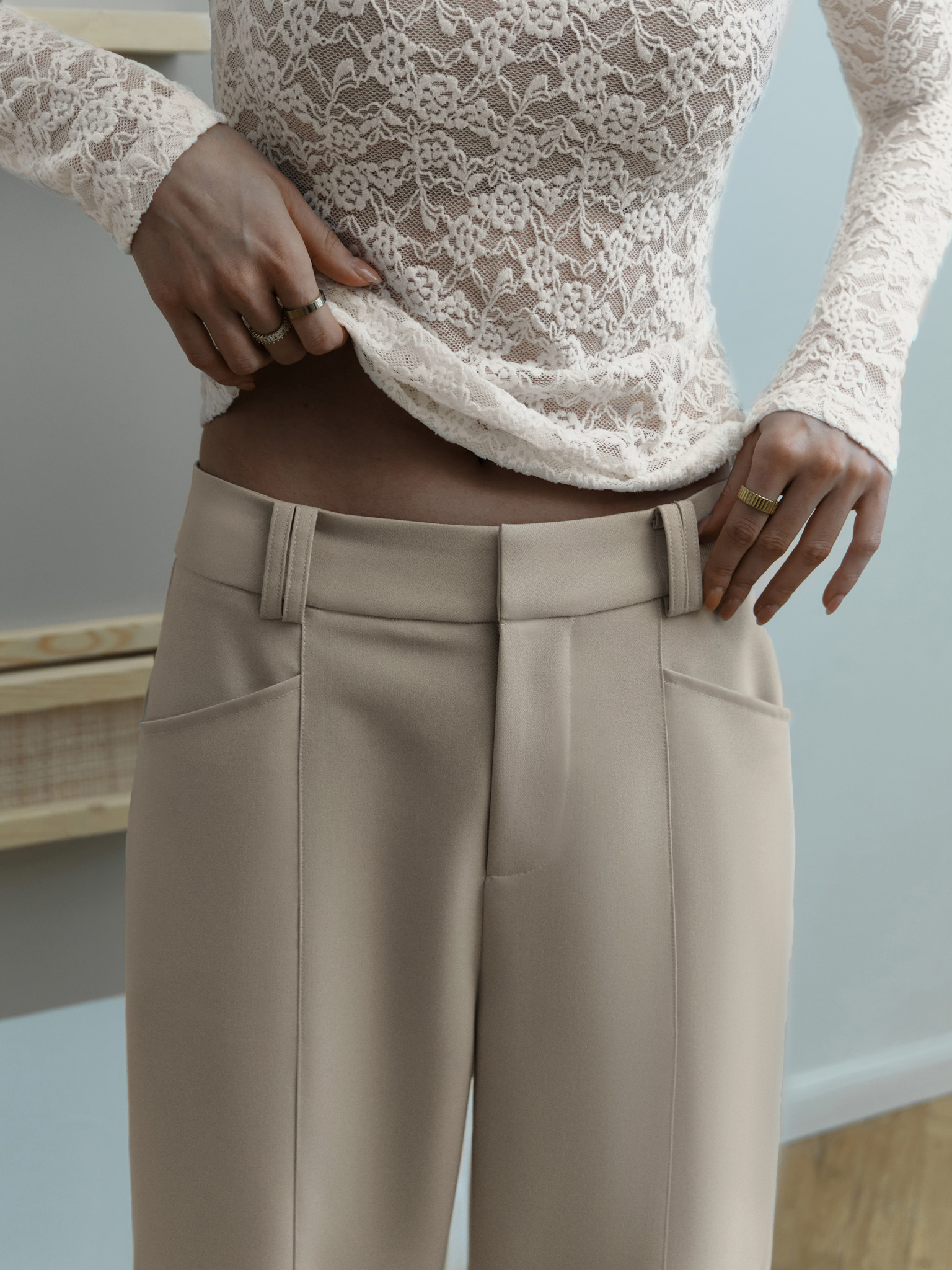 Straight fit monochrome trousers