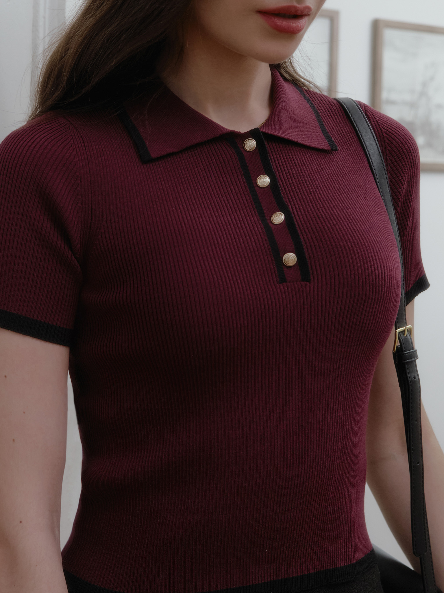Cropped polo shirt
