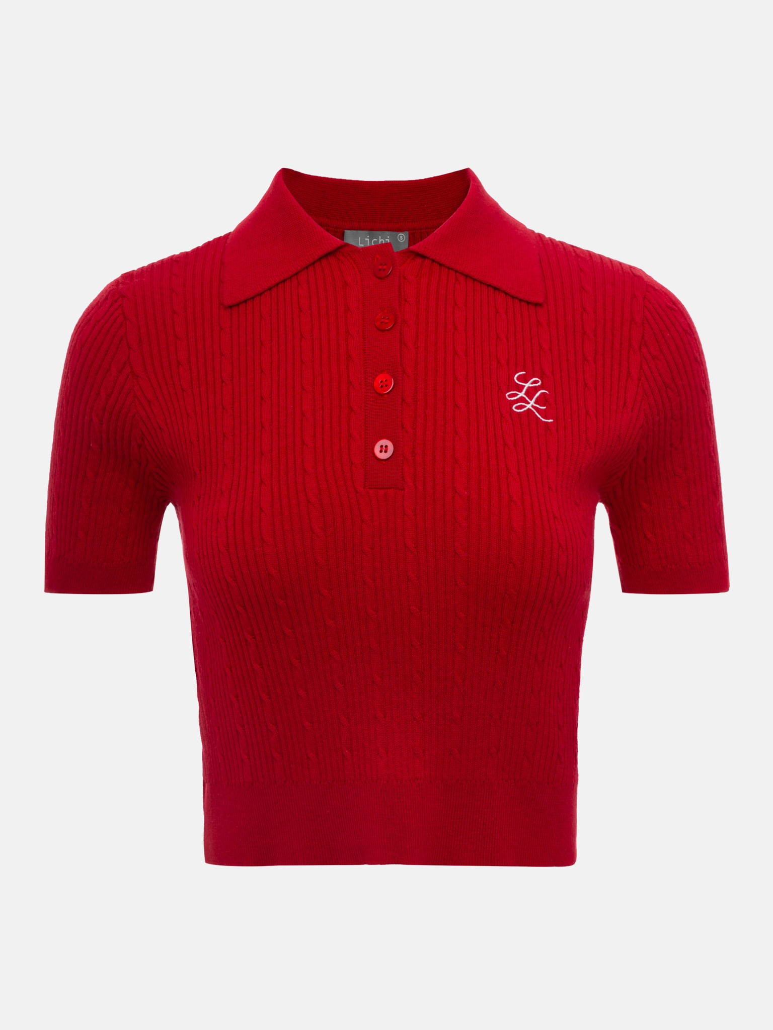 Cropped polo shirt with embroidery
