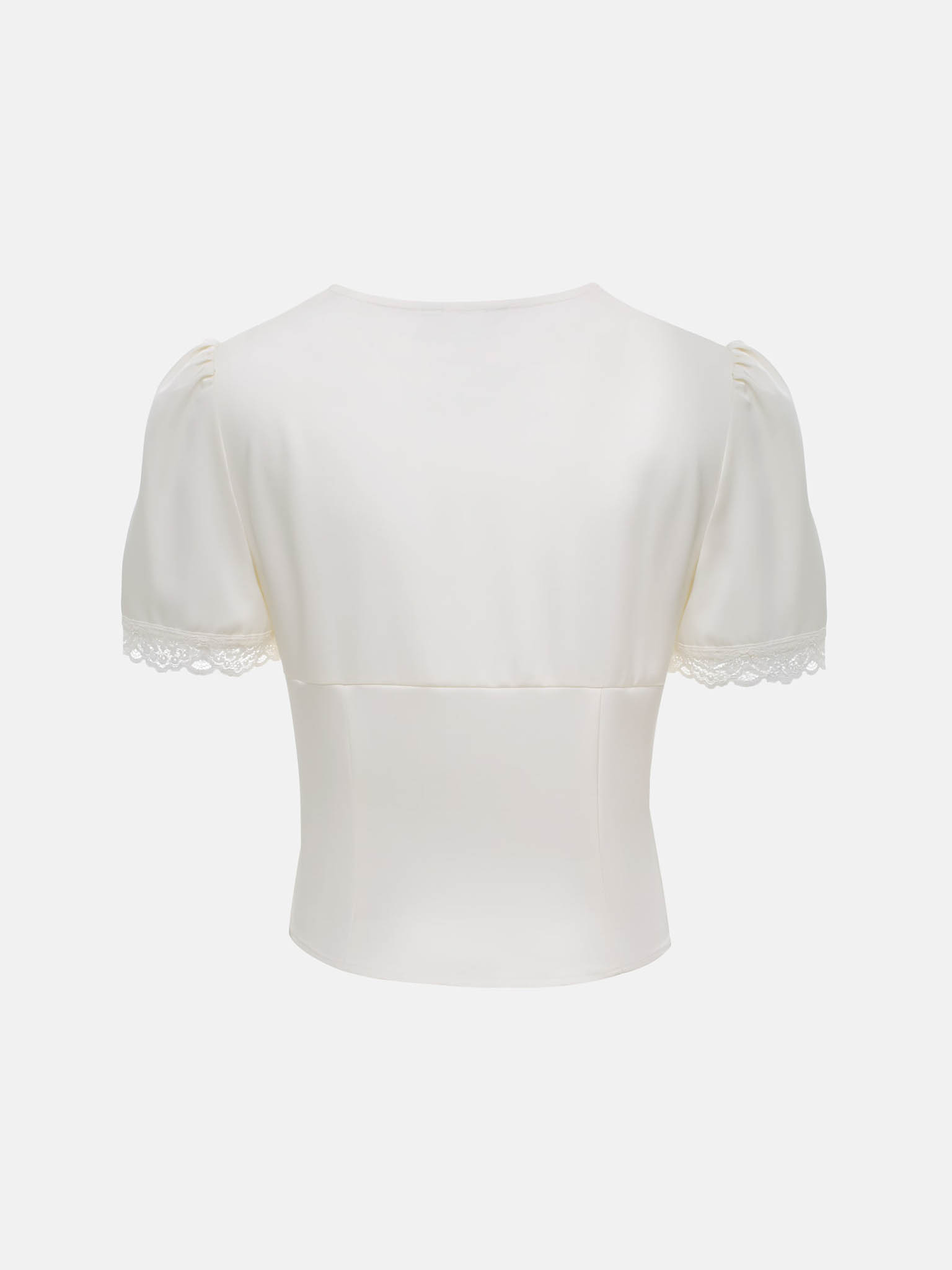 Satin blouse with lace decor