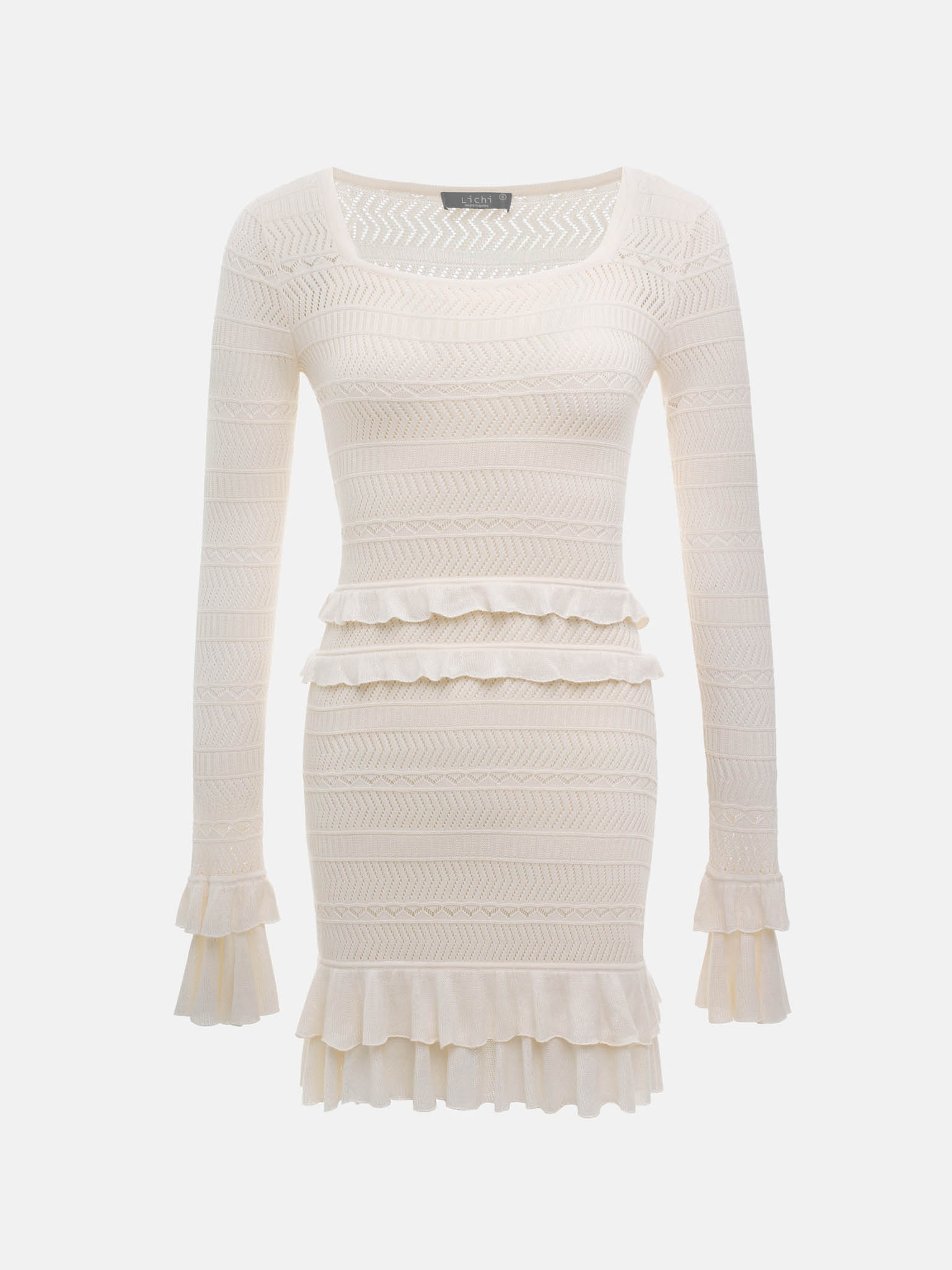 Minikleid aus Strick mit Lochmuster