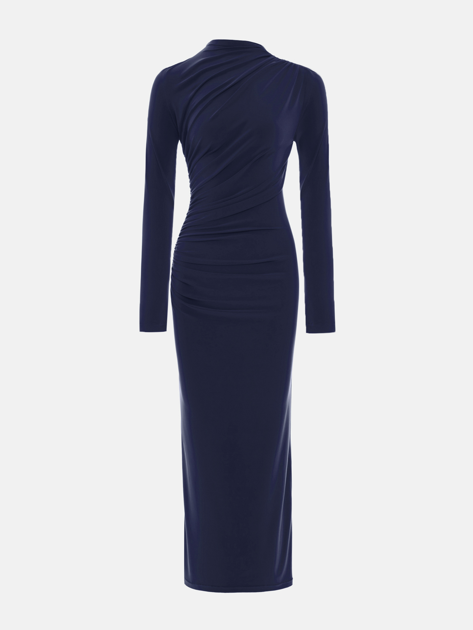 Jersey midi dress with asymmetric draperies