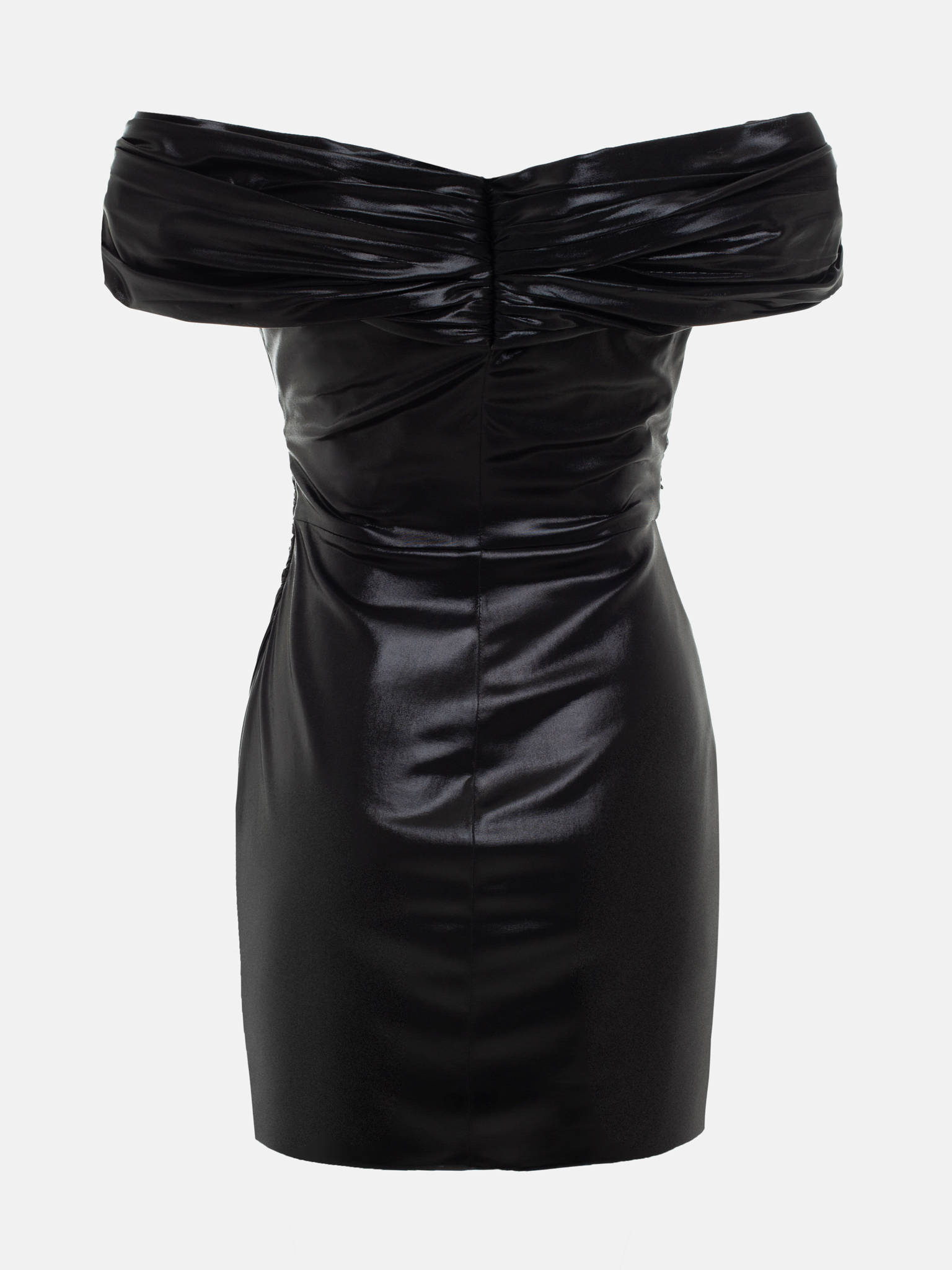 Mini dress in smooth fabric with small gathers