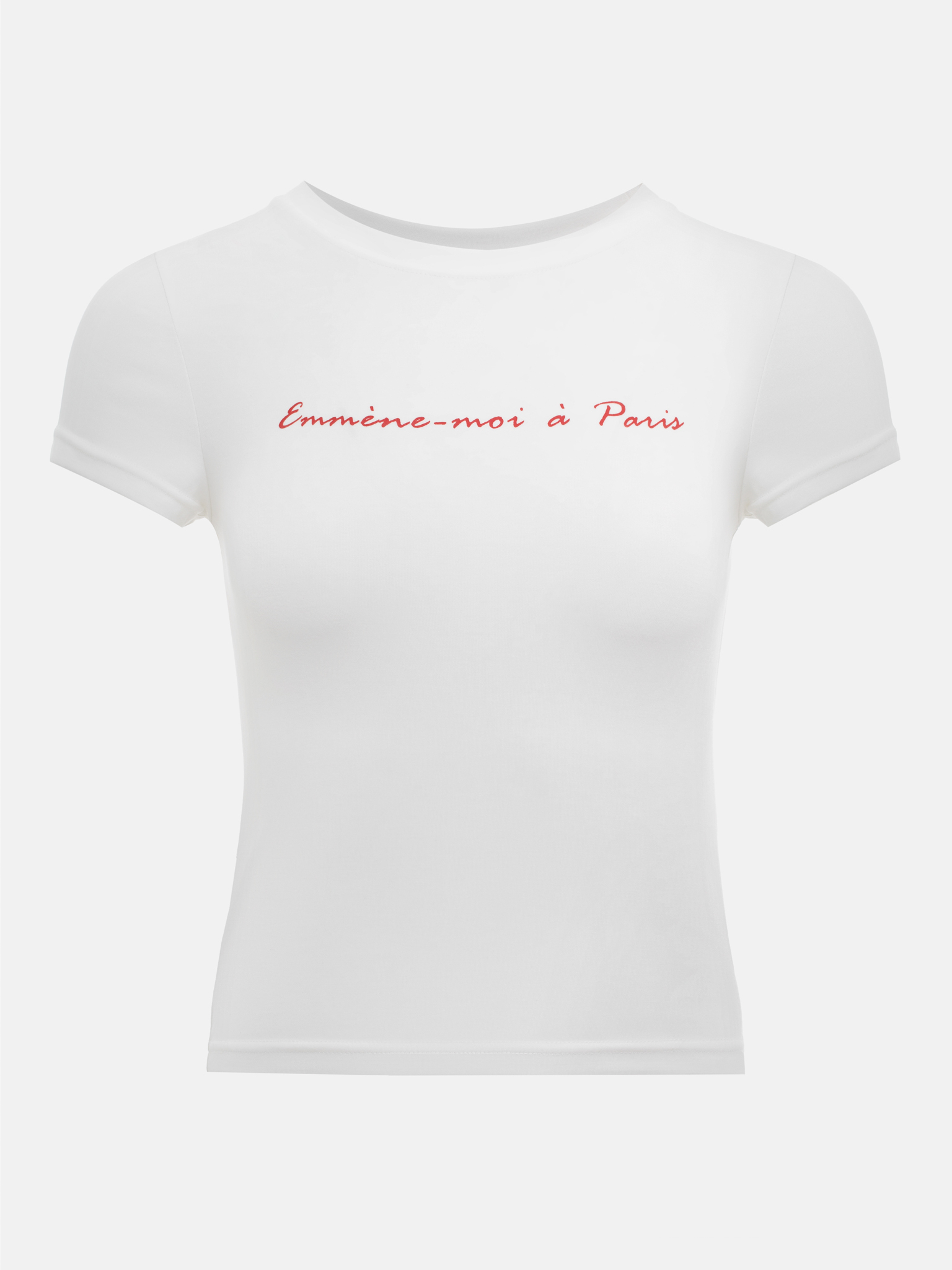 Cropped fitted T-shirt with lettering