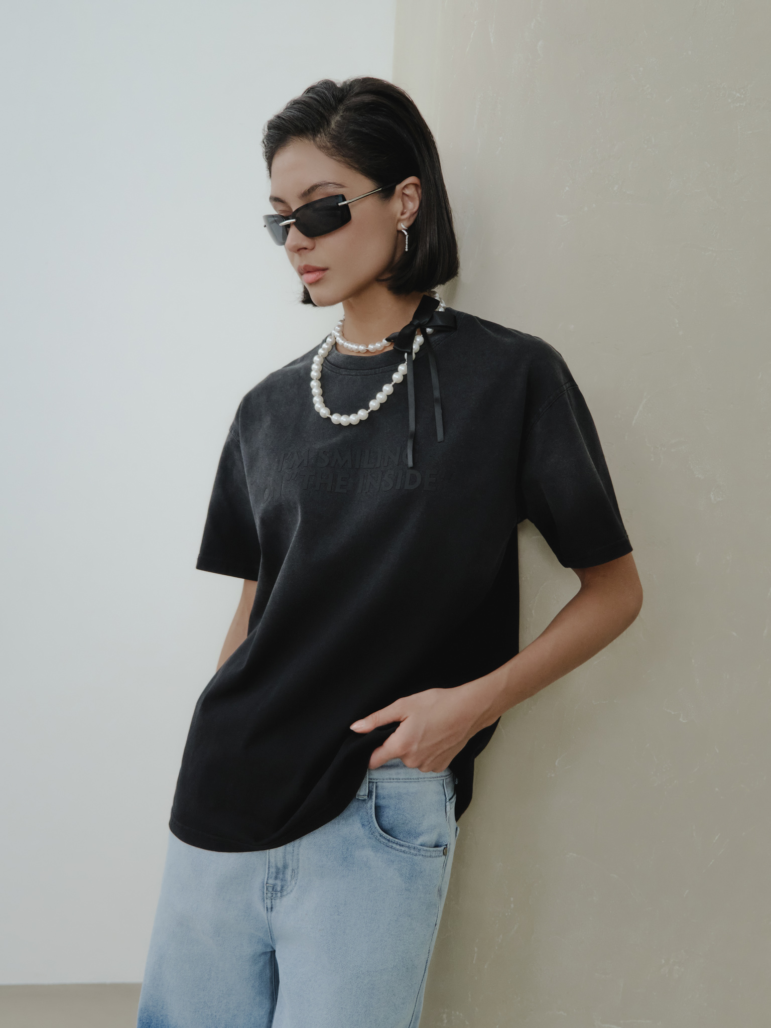 Свободная футболка с принтом