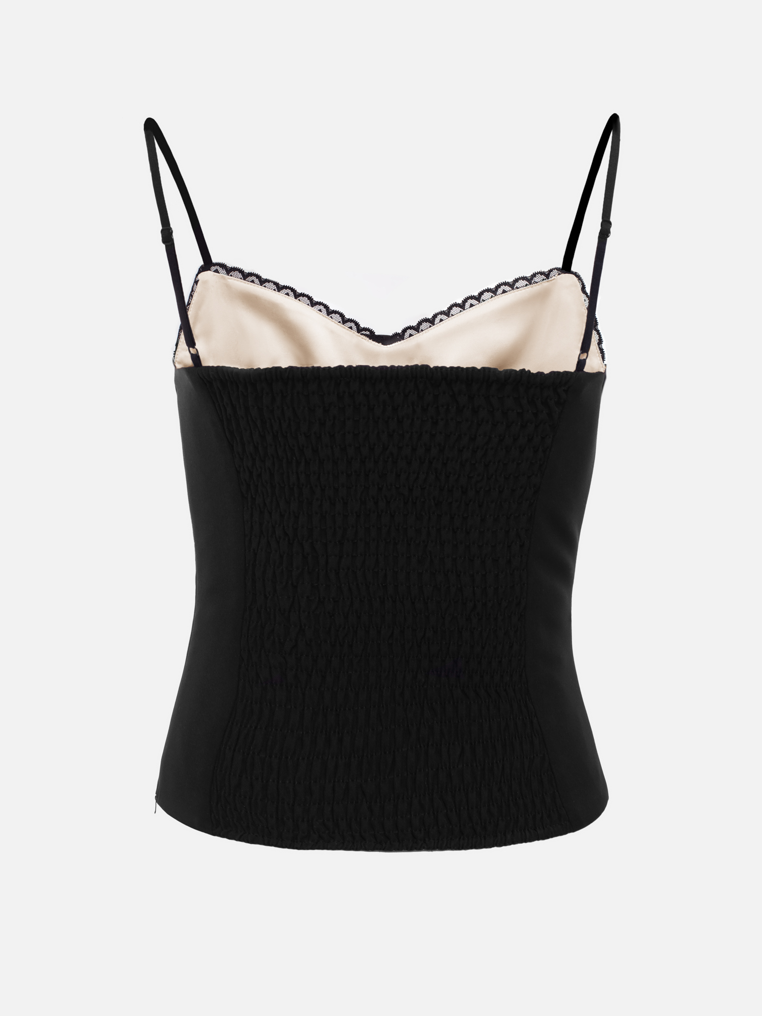 Corset top with contrasting inserts