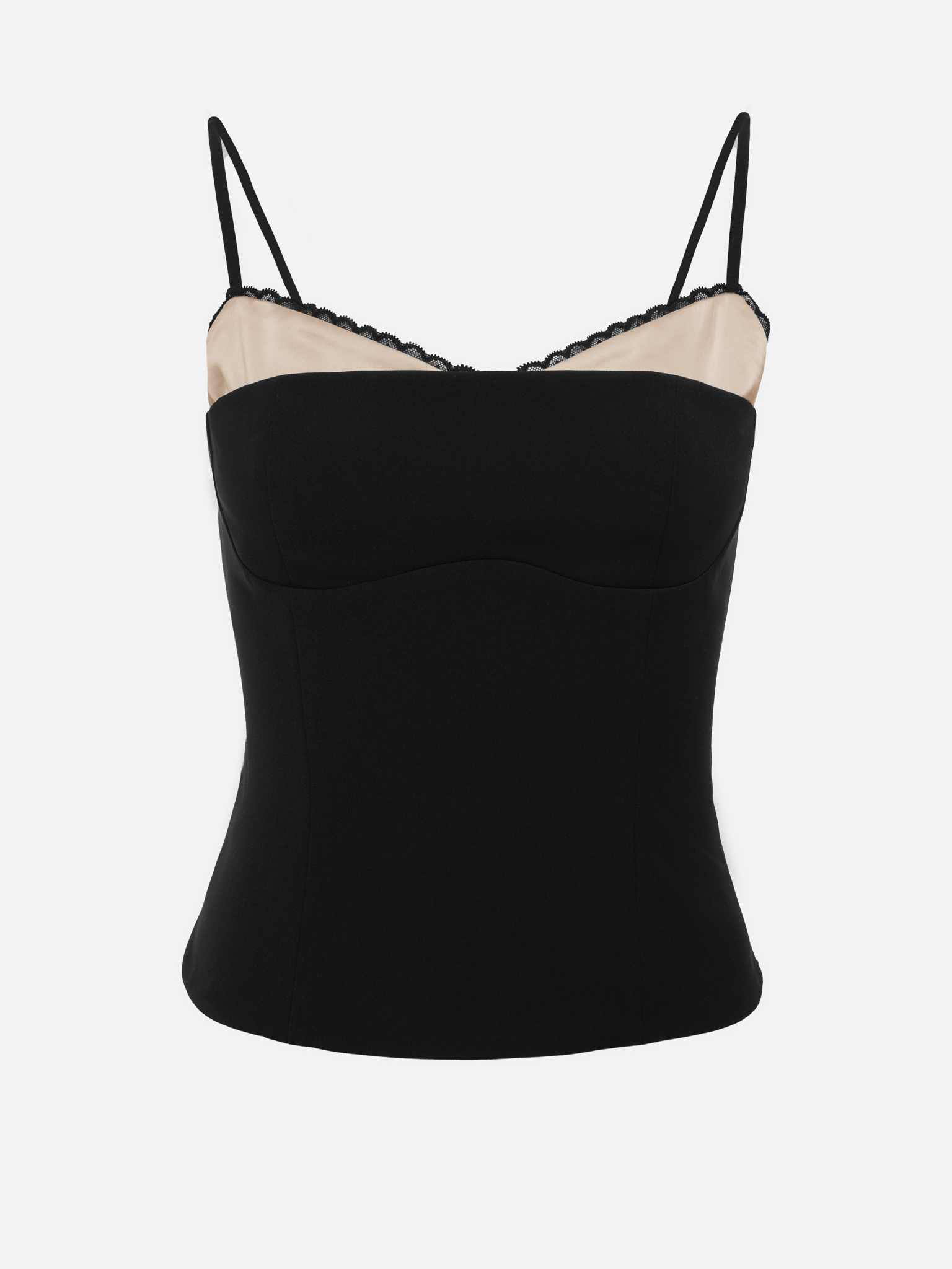 Corset top with contrasting inserts