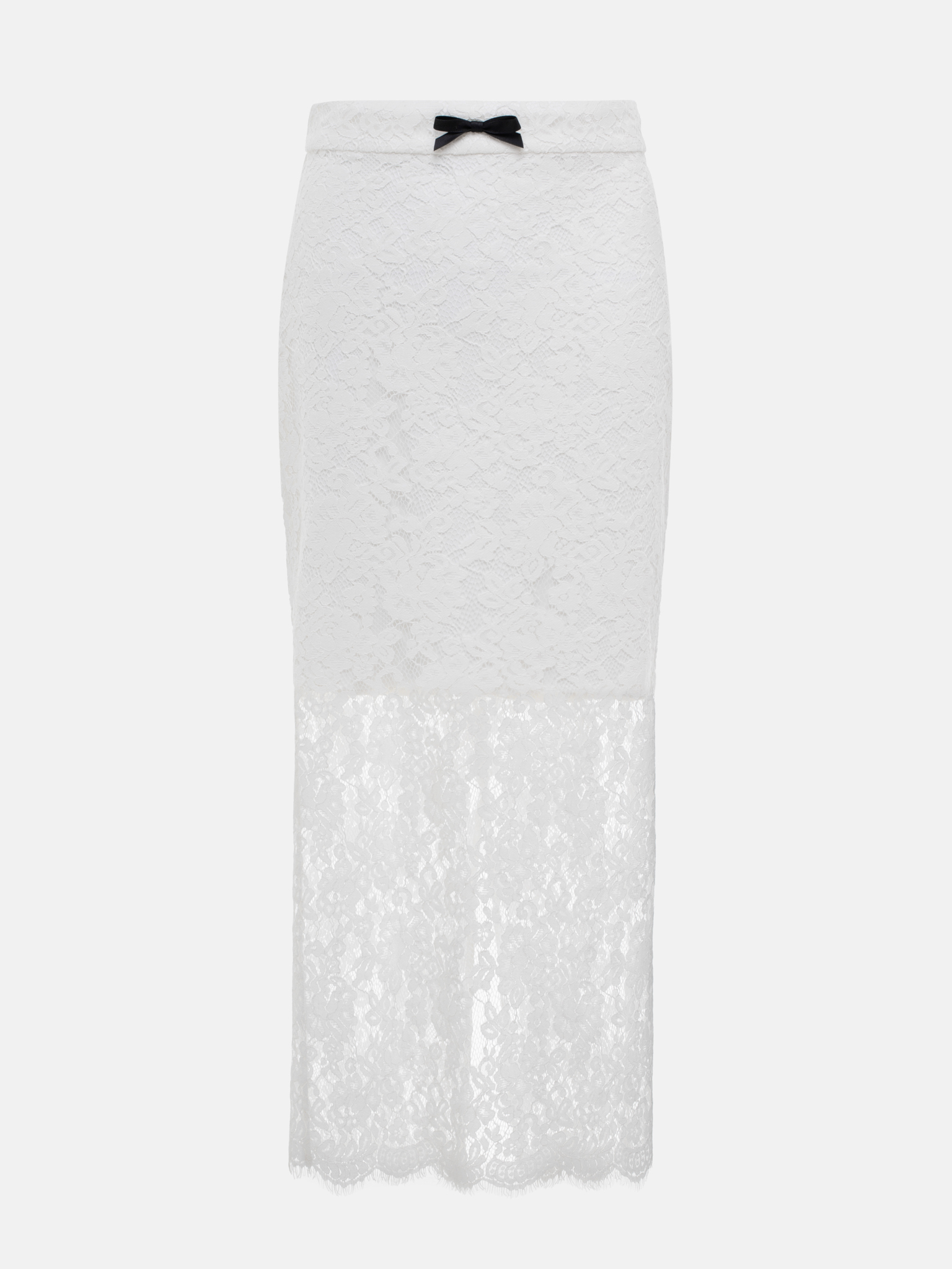 Lace midi skirt with contrasting bow