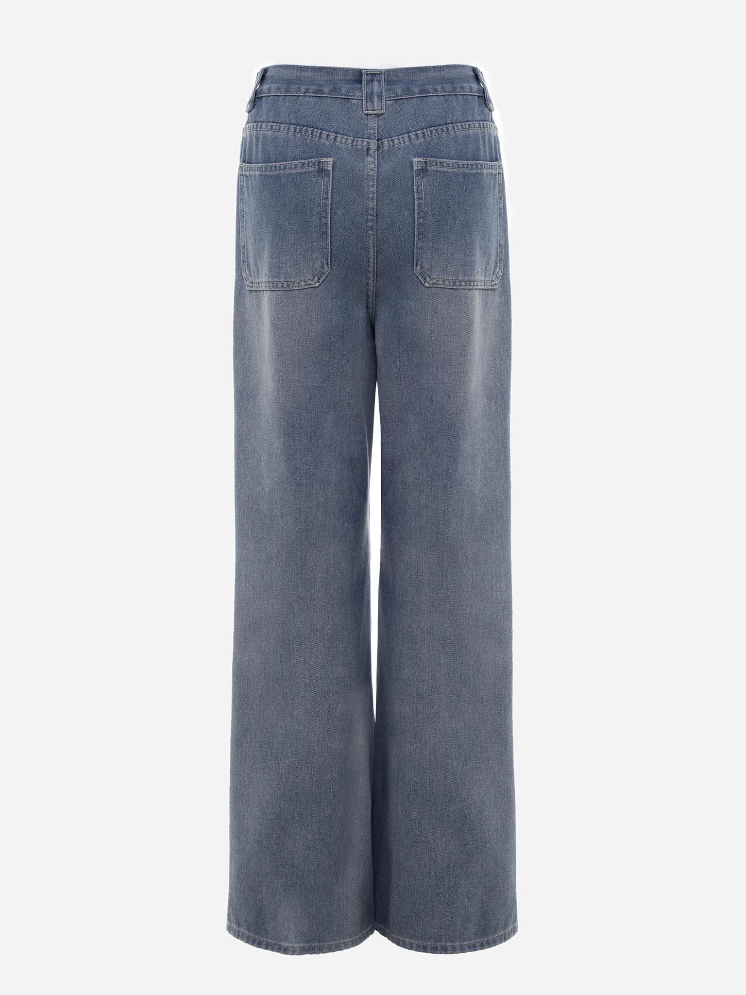 Loose mid-rise distressed jeans