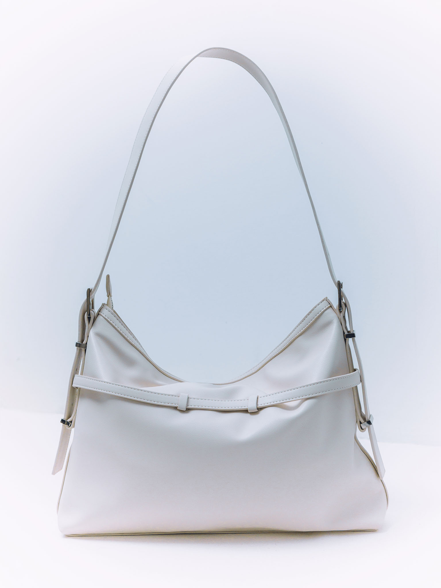 Rectangular eco-leather bag with metal decor