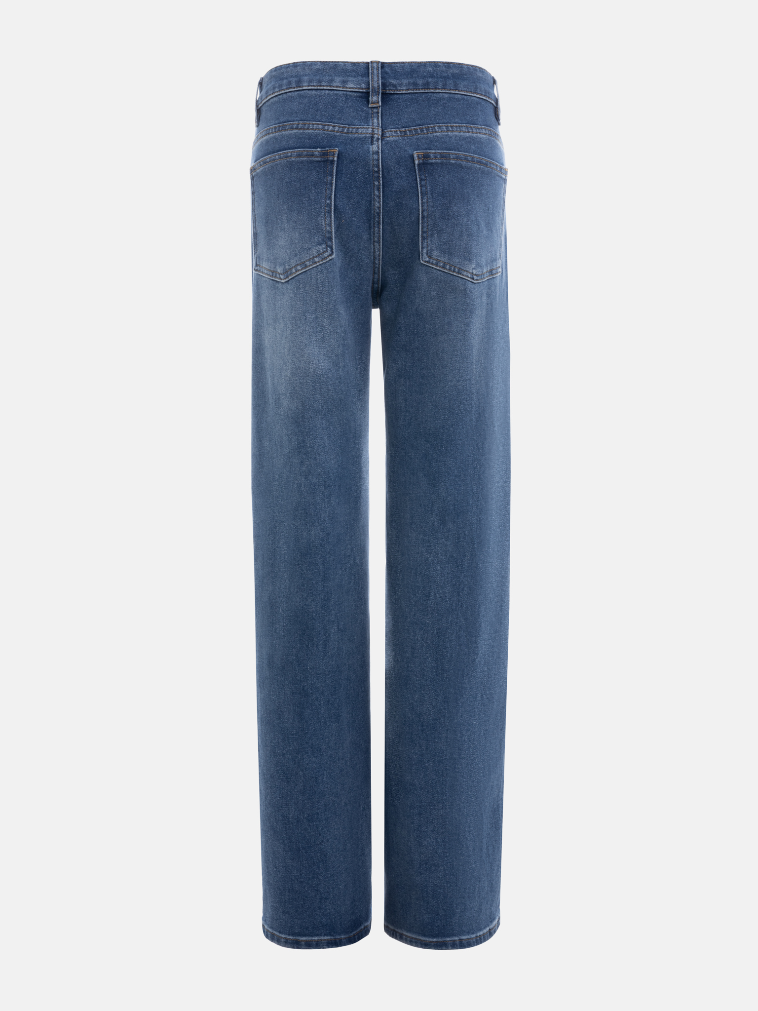 Loose mid-rise distressed jeans