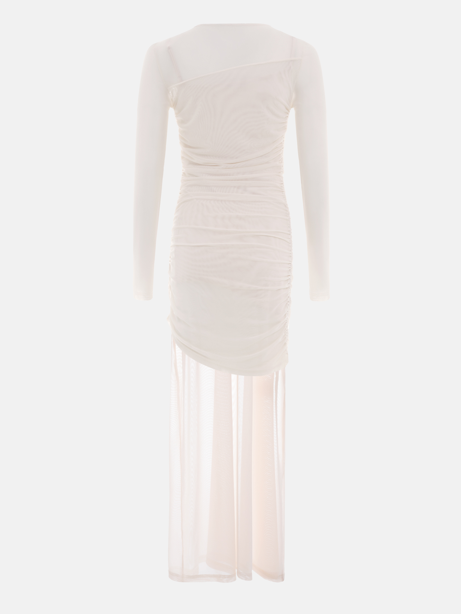 Semi-transparent maxi dress with asymmetric lining