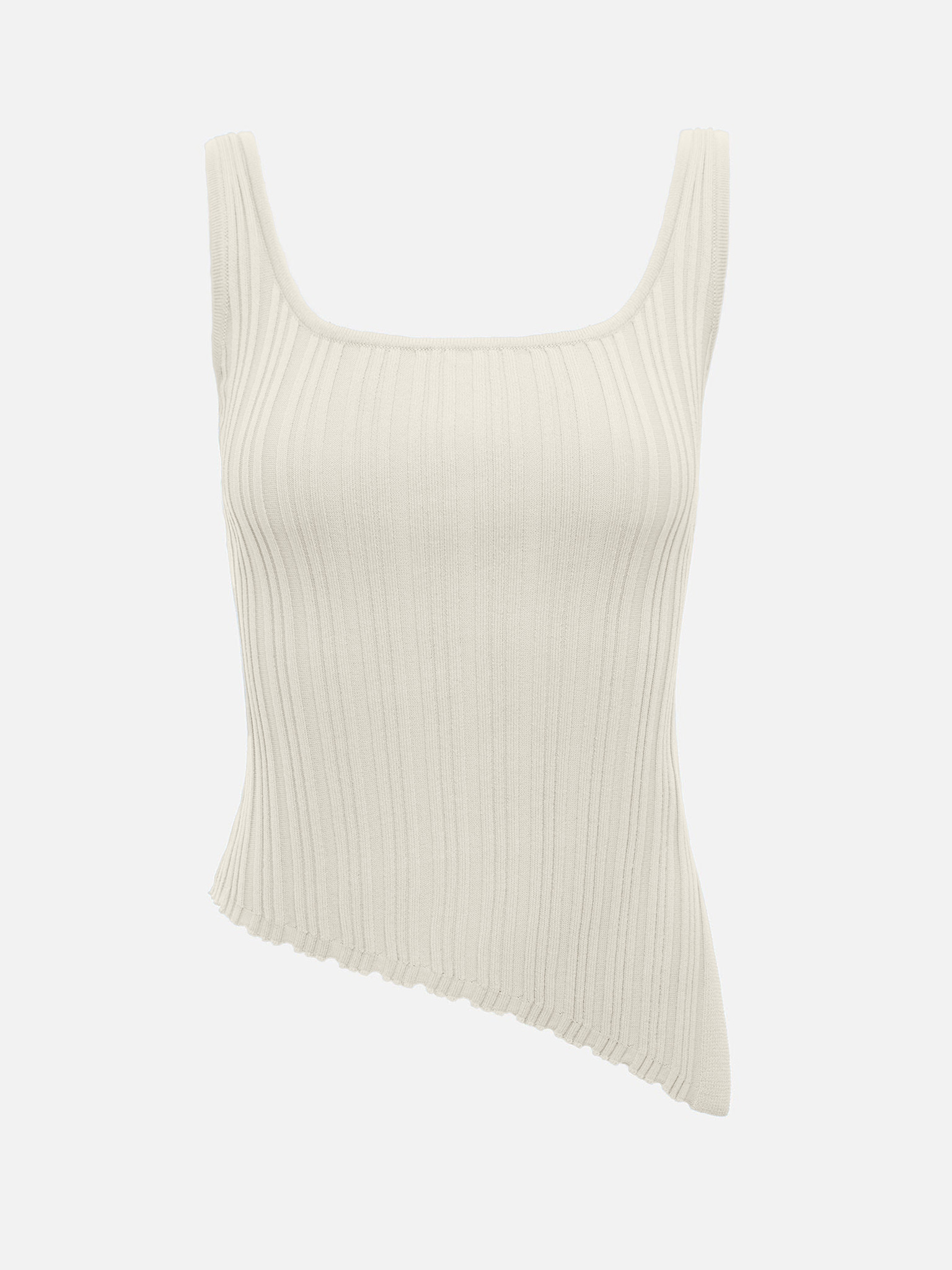 Knitted top with asymmetric edge