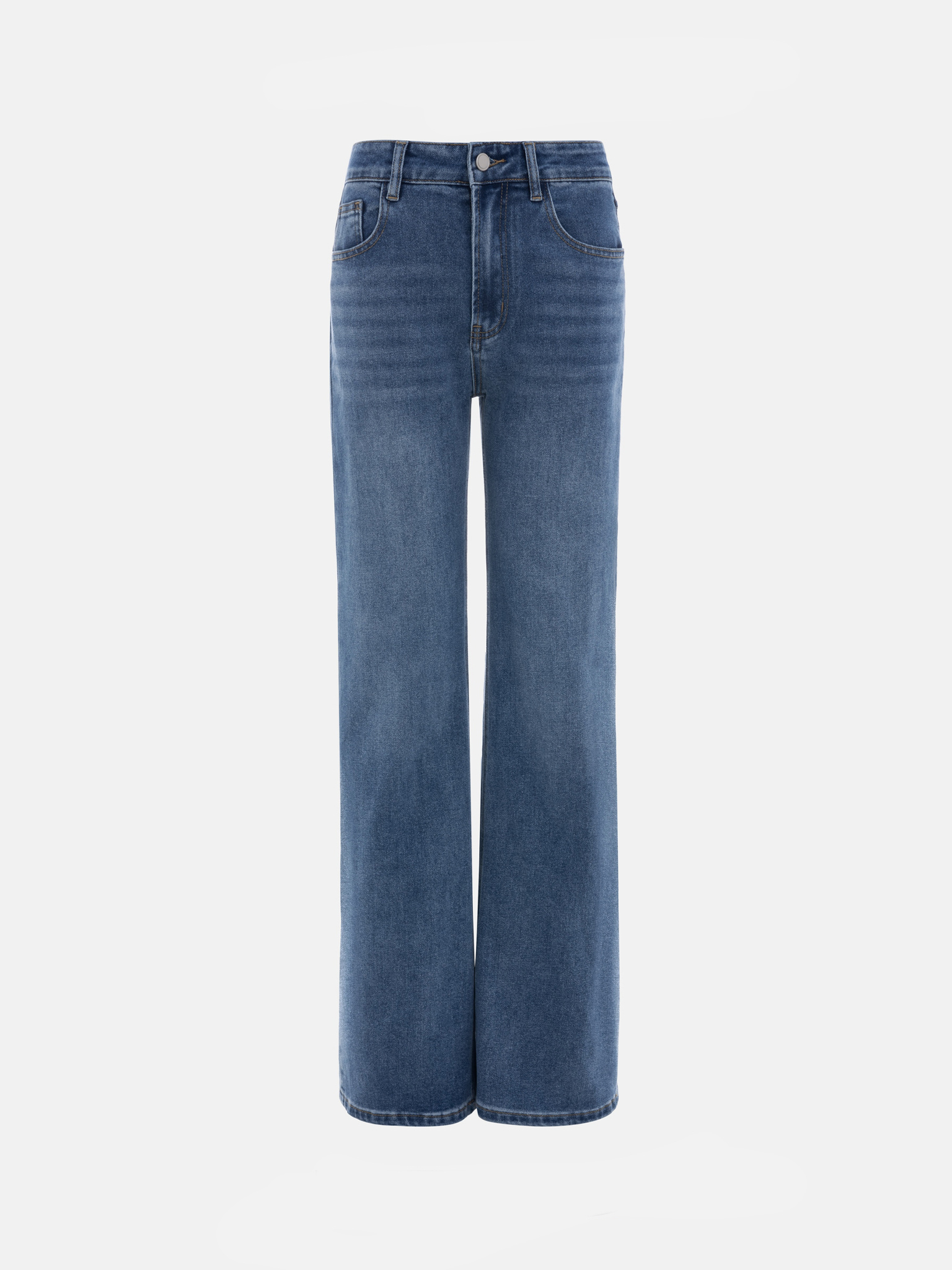 Loose mid-rise distressed jeans