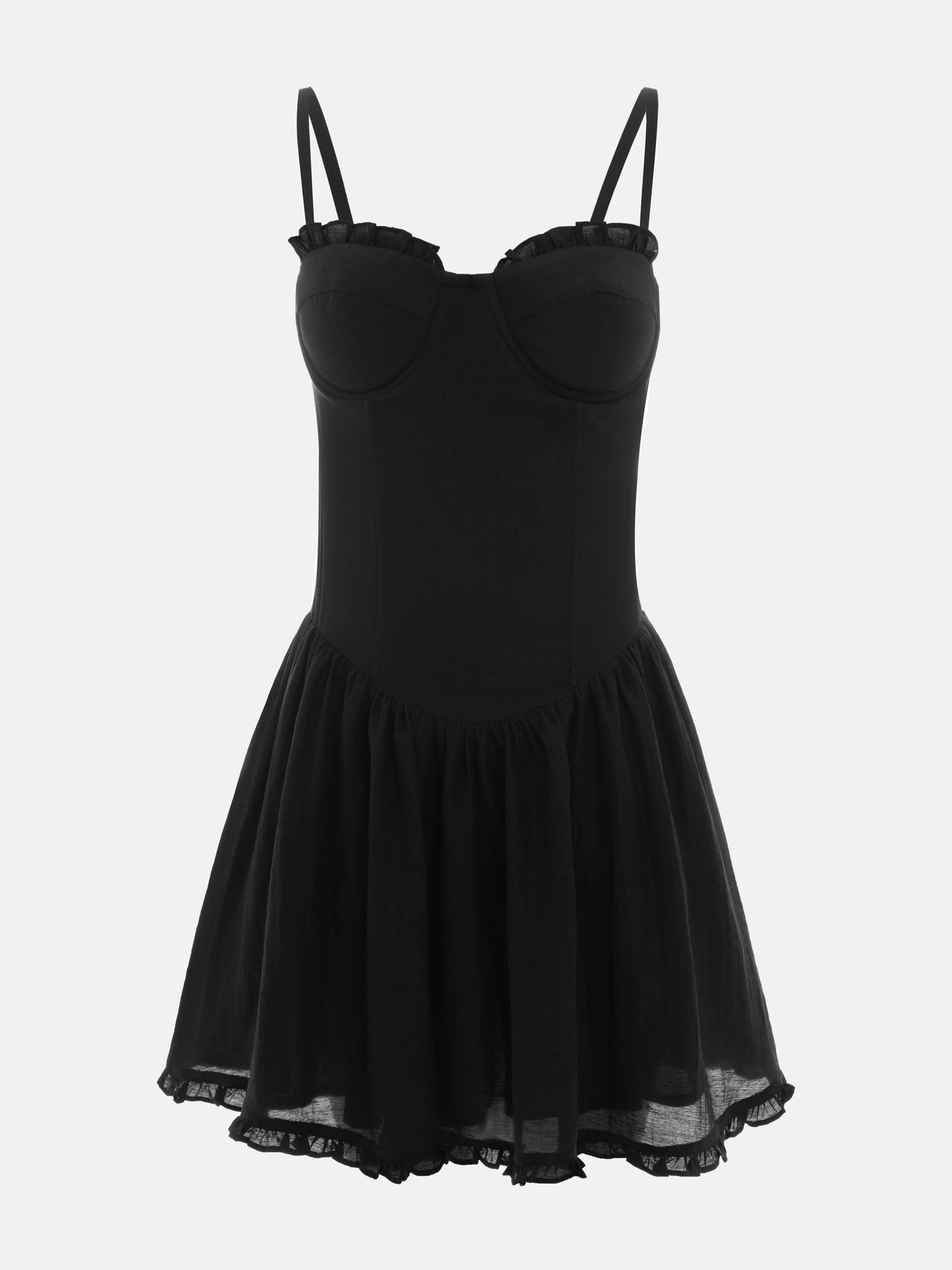 Minikleid mit Rüschen am Oberteil und ausgestelltem Rock