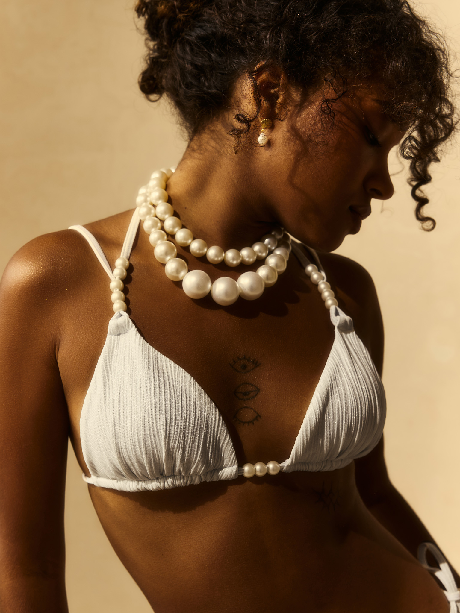 Bikini top with beads decor