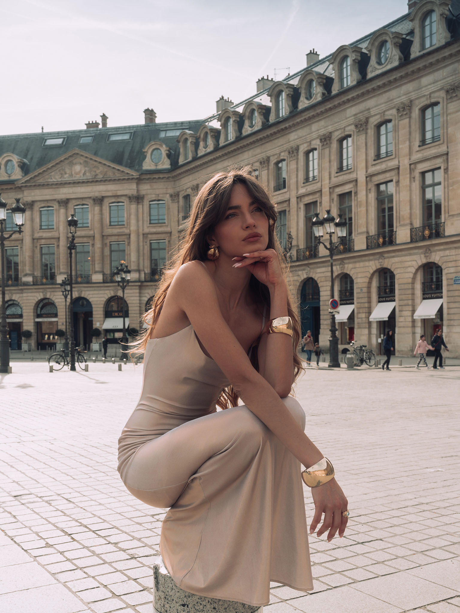 Thin-strapped maxi combination dress