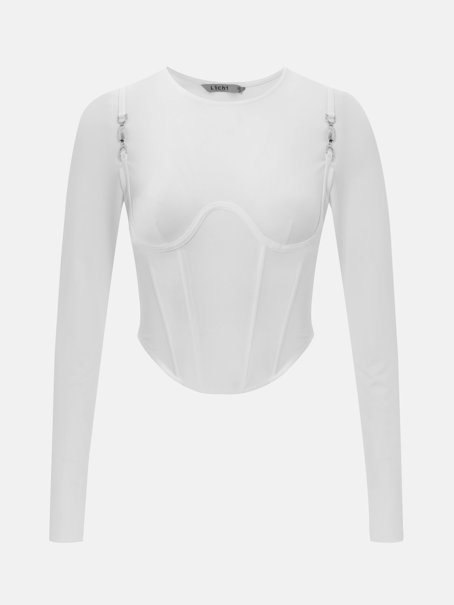 Corset cut jersey top with metallic decorations