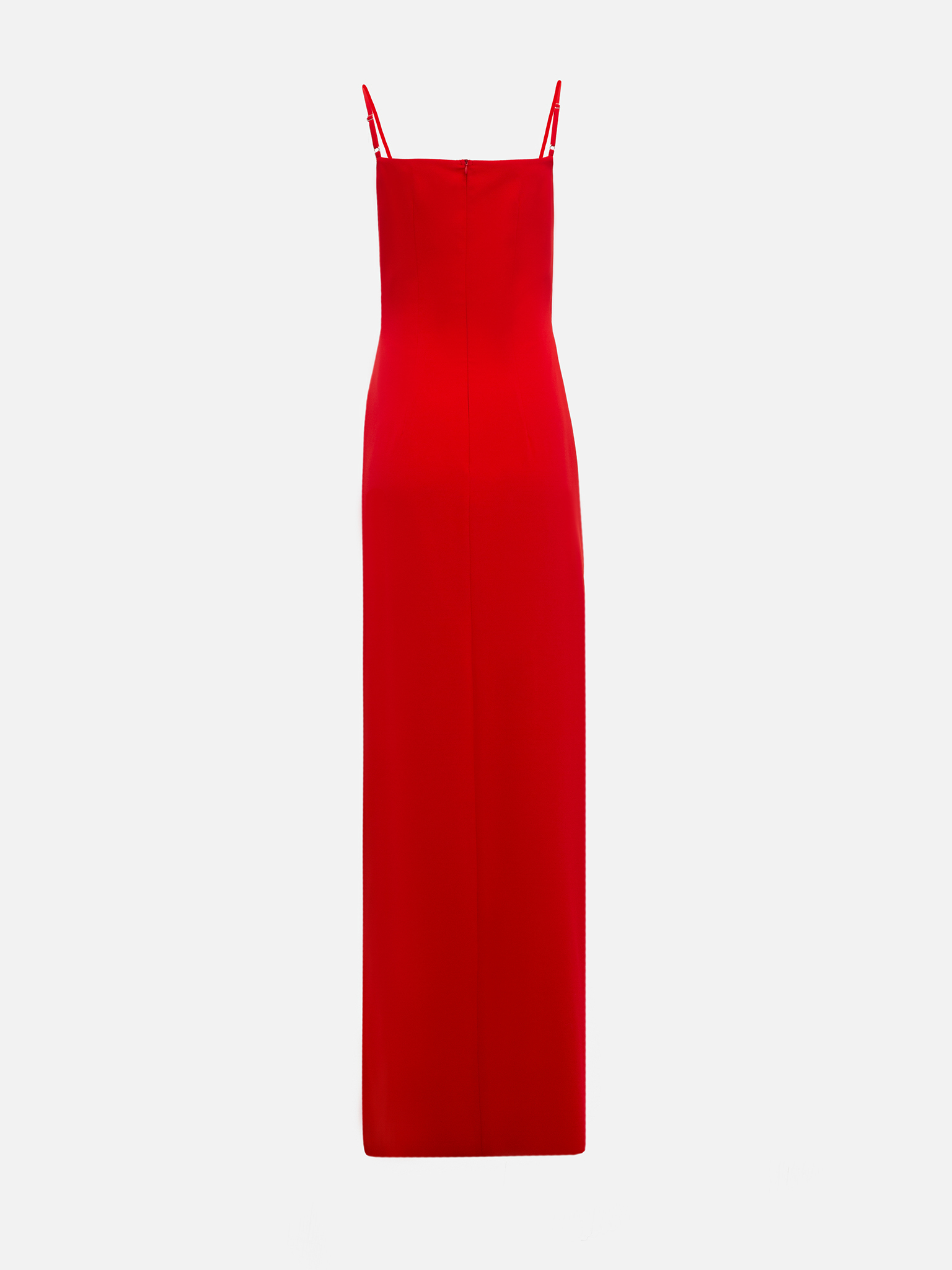 Fitted maxi dress with straps and asymmetrical gathers