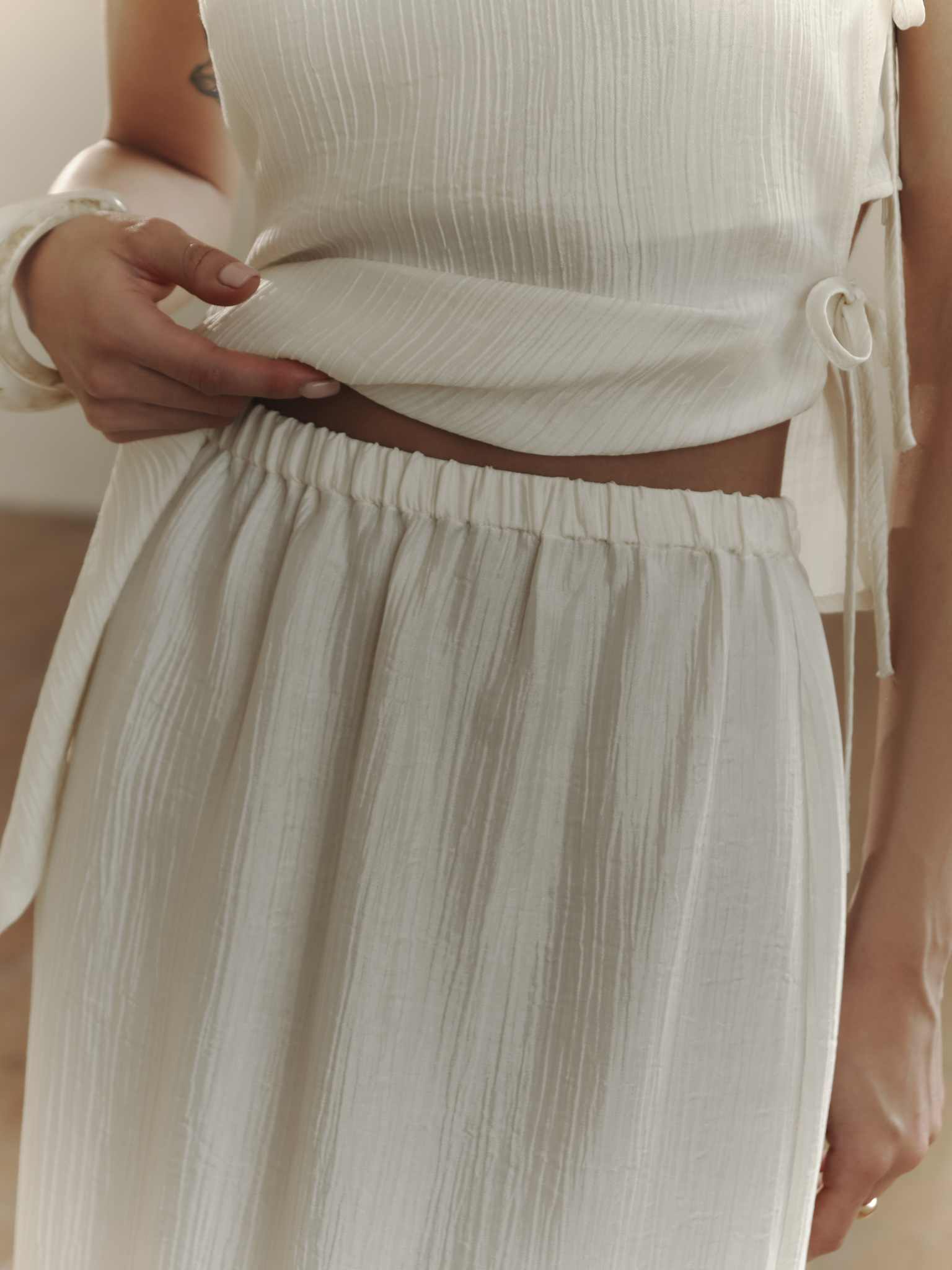 Straight maxi skirt from textured fabric