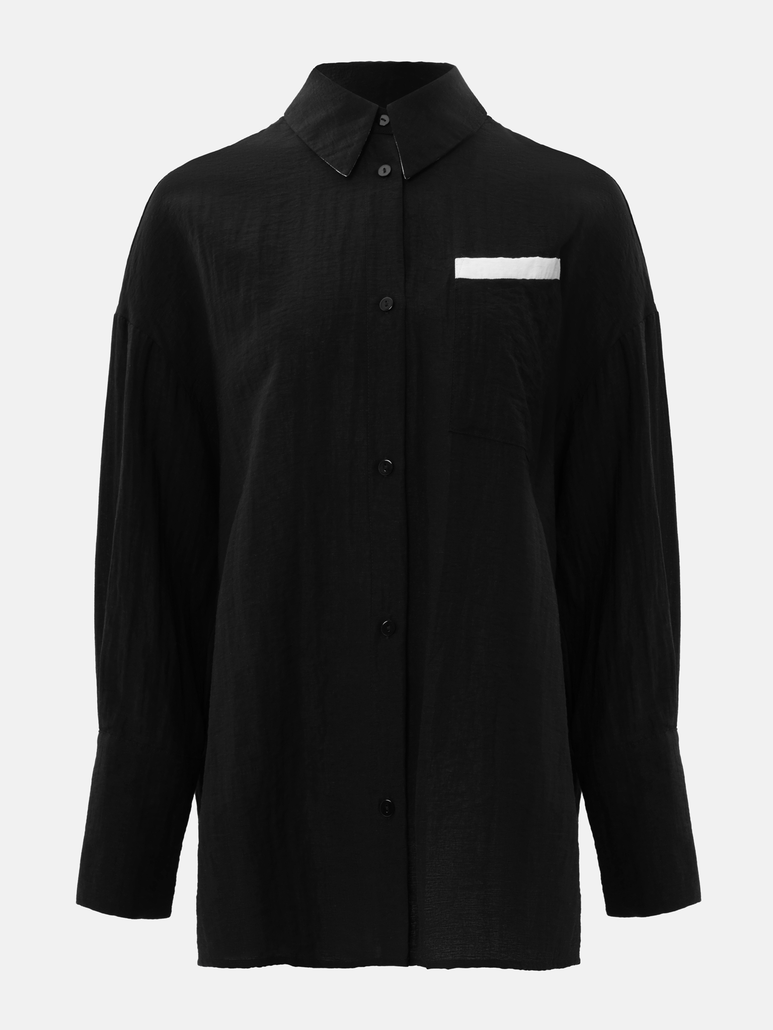 Loose shirt with contrasting inserts