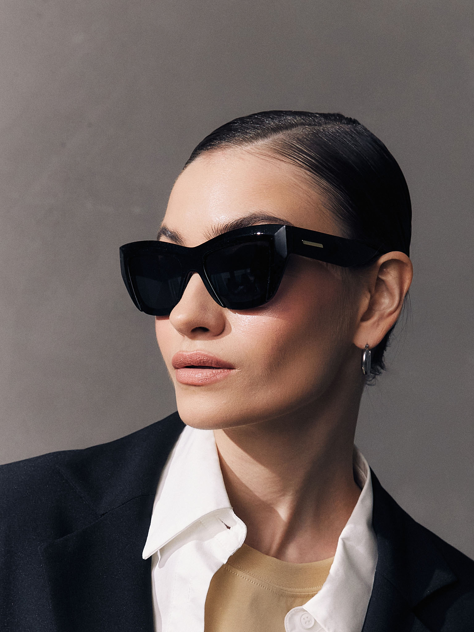 Large sunglasses with glossy frames