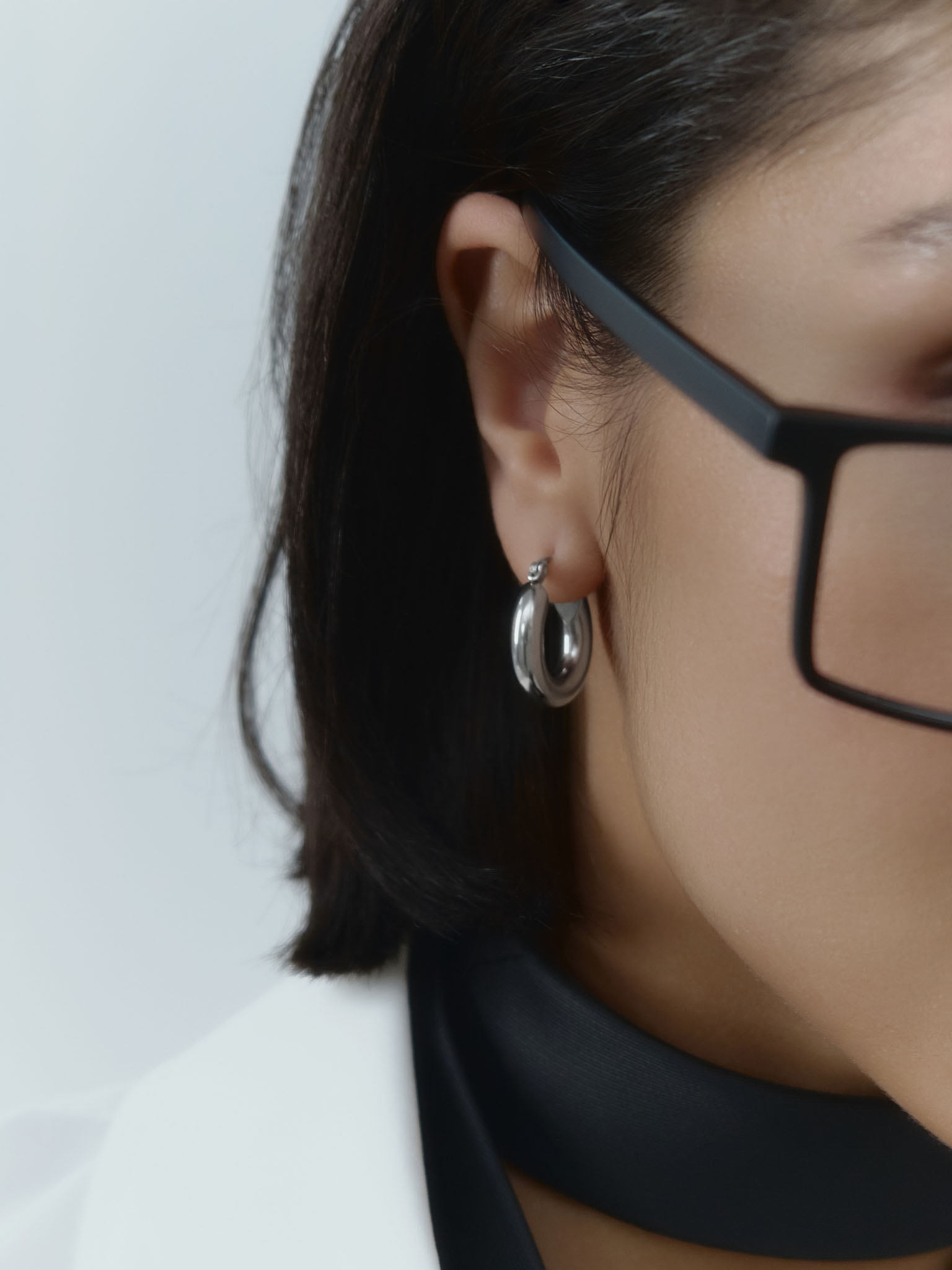 Brass metal hoop earrings