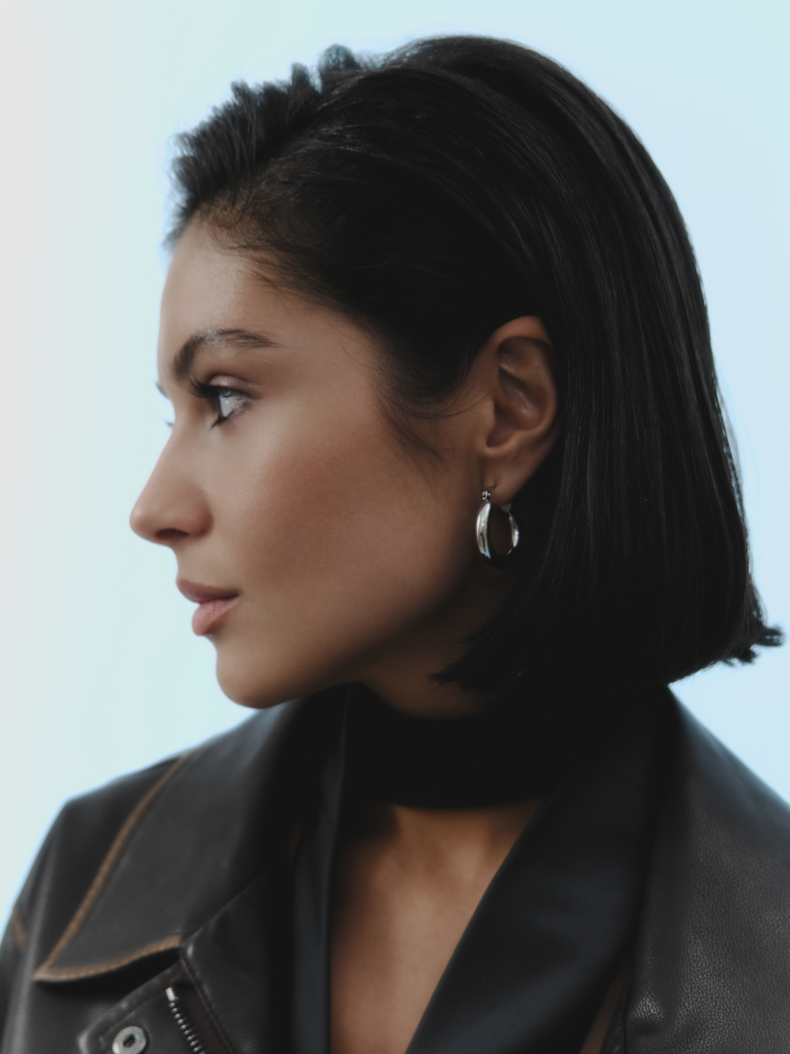 Brass metal hoop earrings