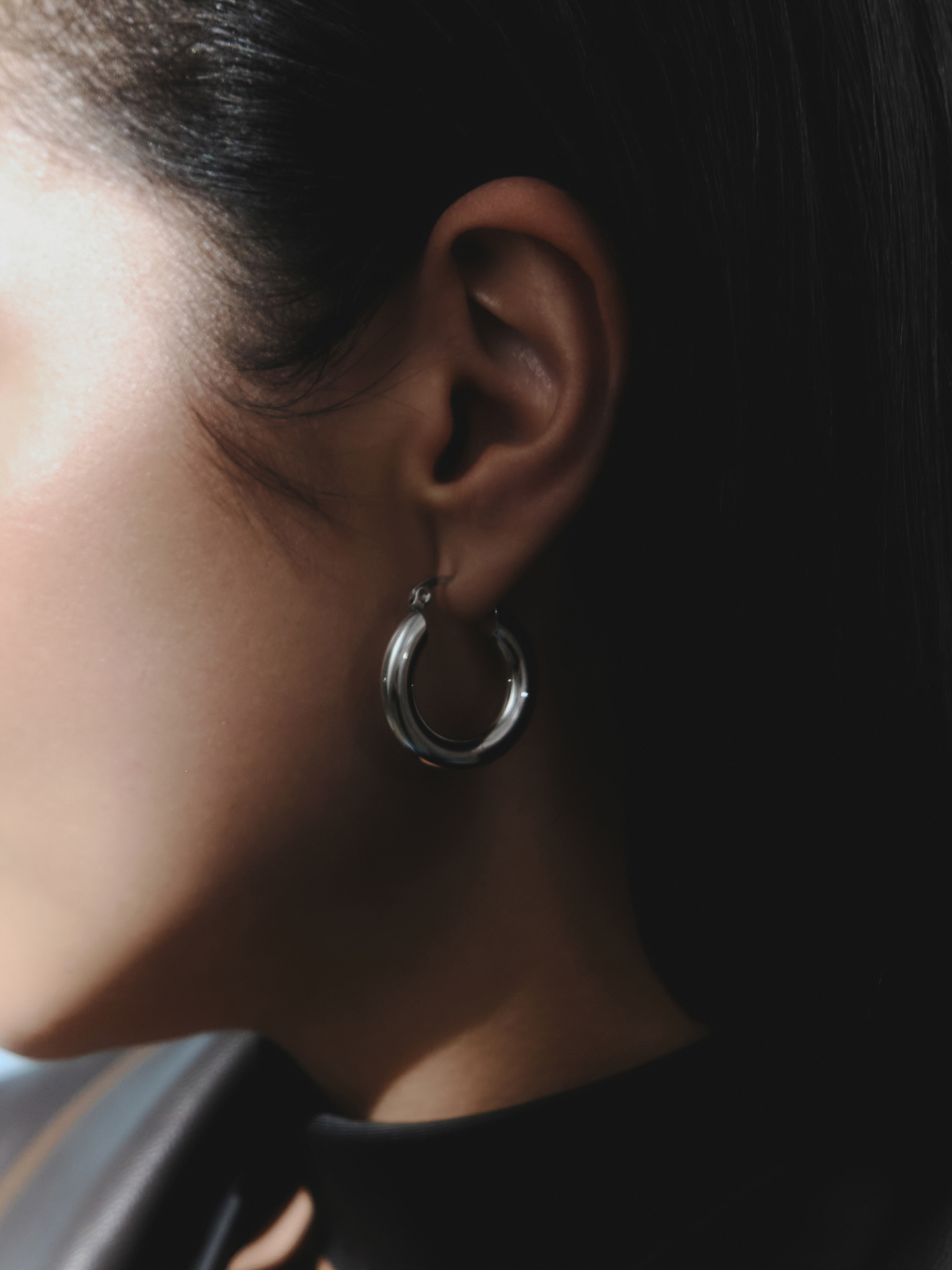 Brass metal hoop earrings