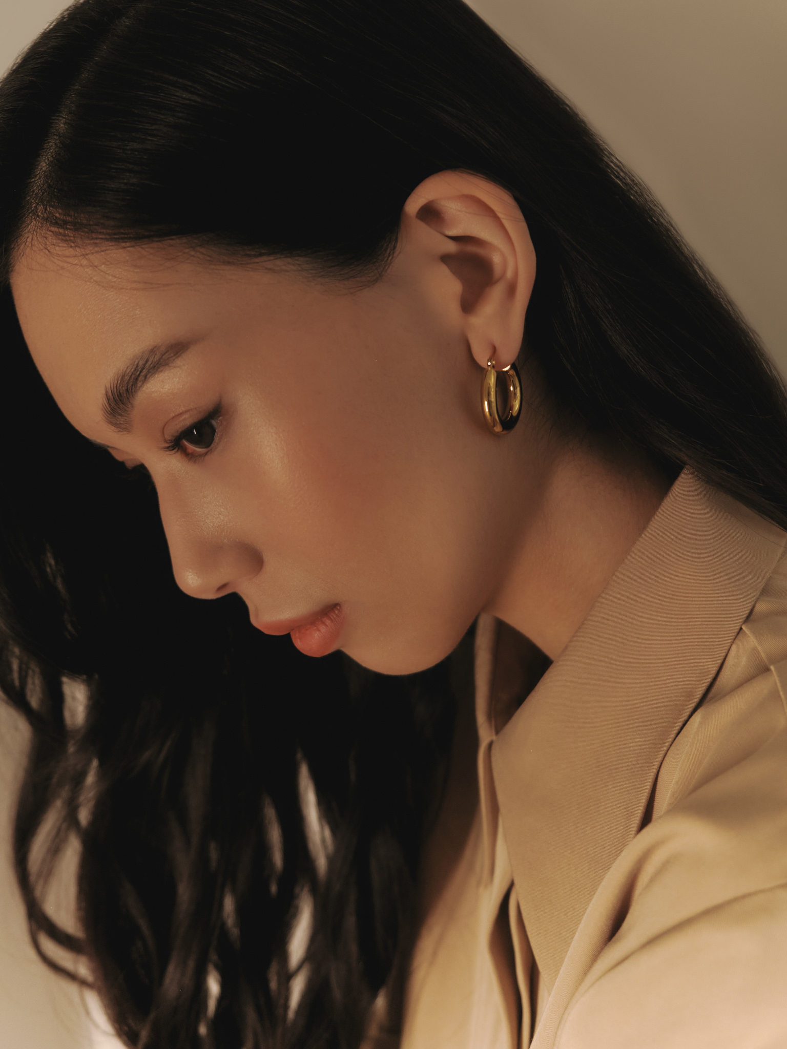 Brass metal hoop earrings