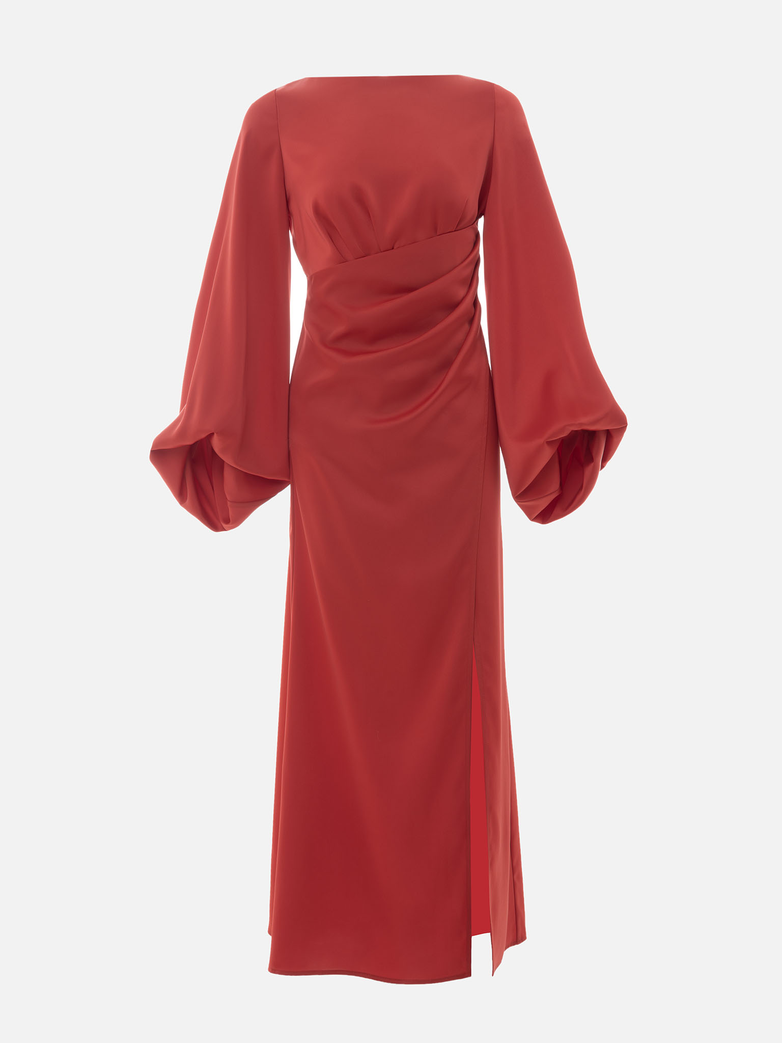 Satin midi dress with front drapery