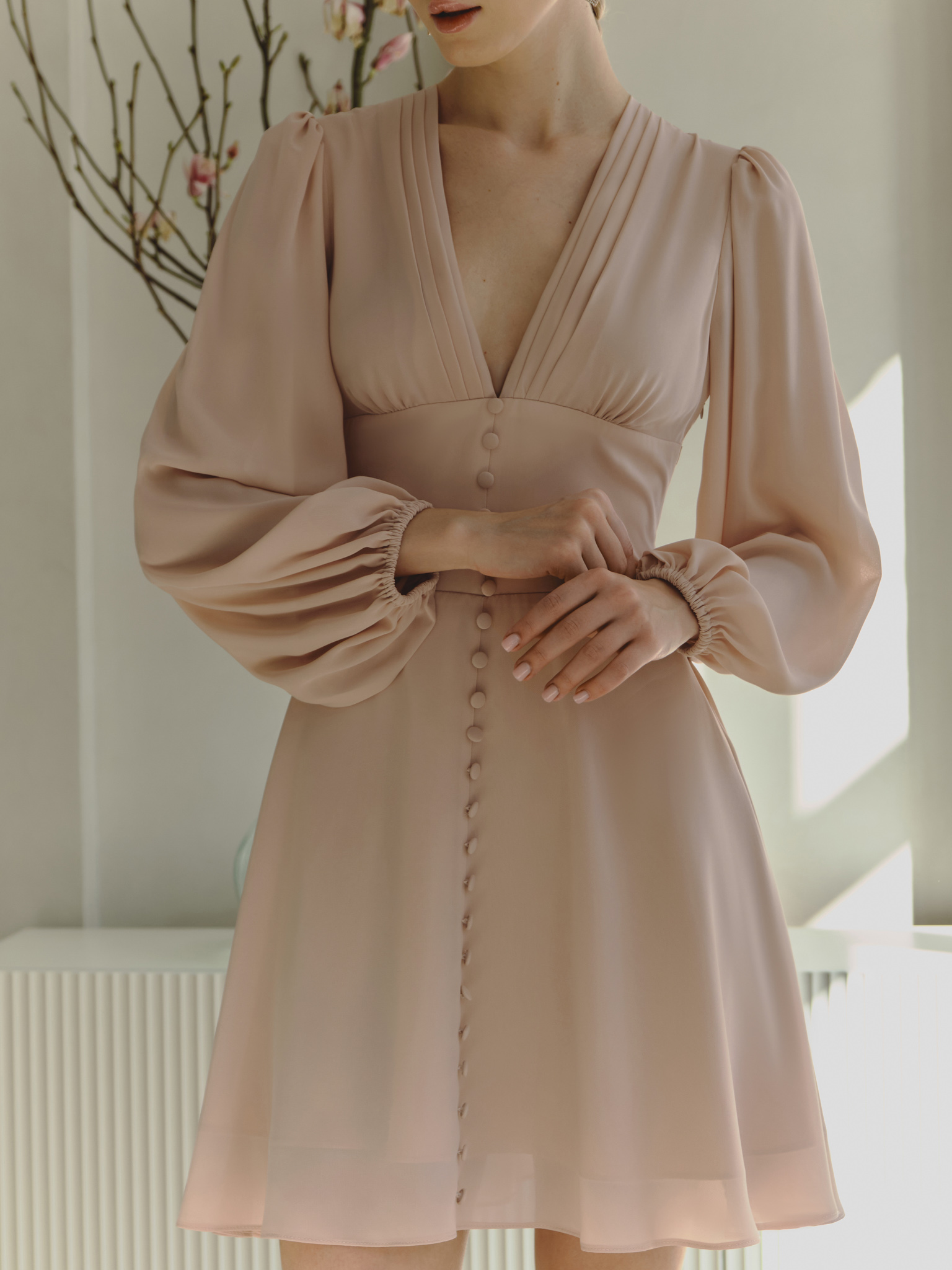 Lightweight buttoned mini dress