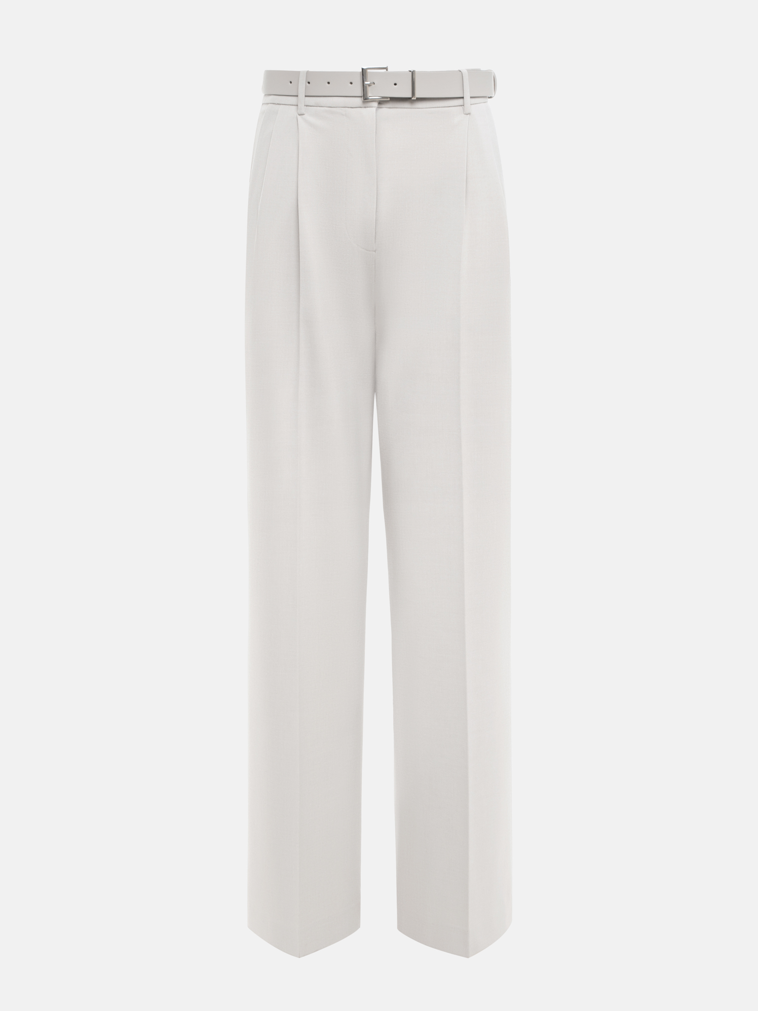 Trousers with a wide eco-leather belt