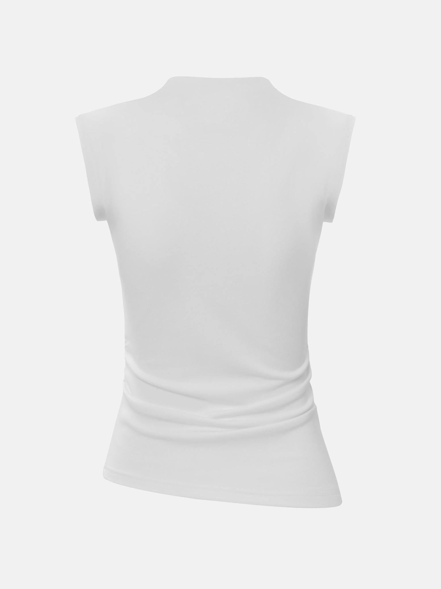 Sleeveless jersey top with stand-up collar