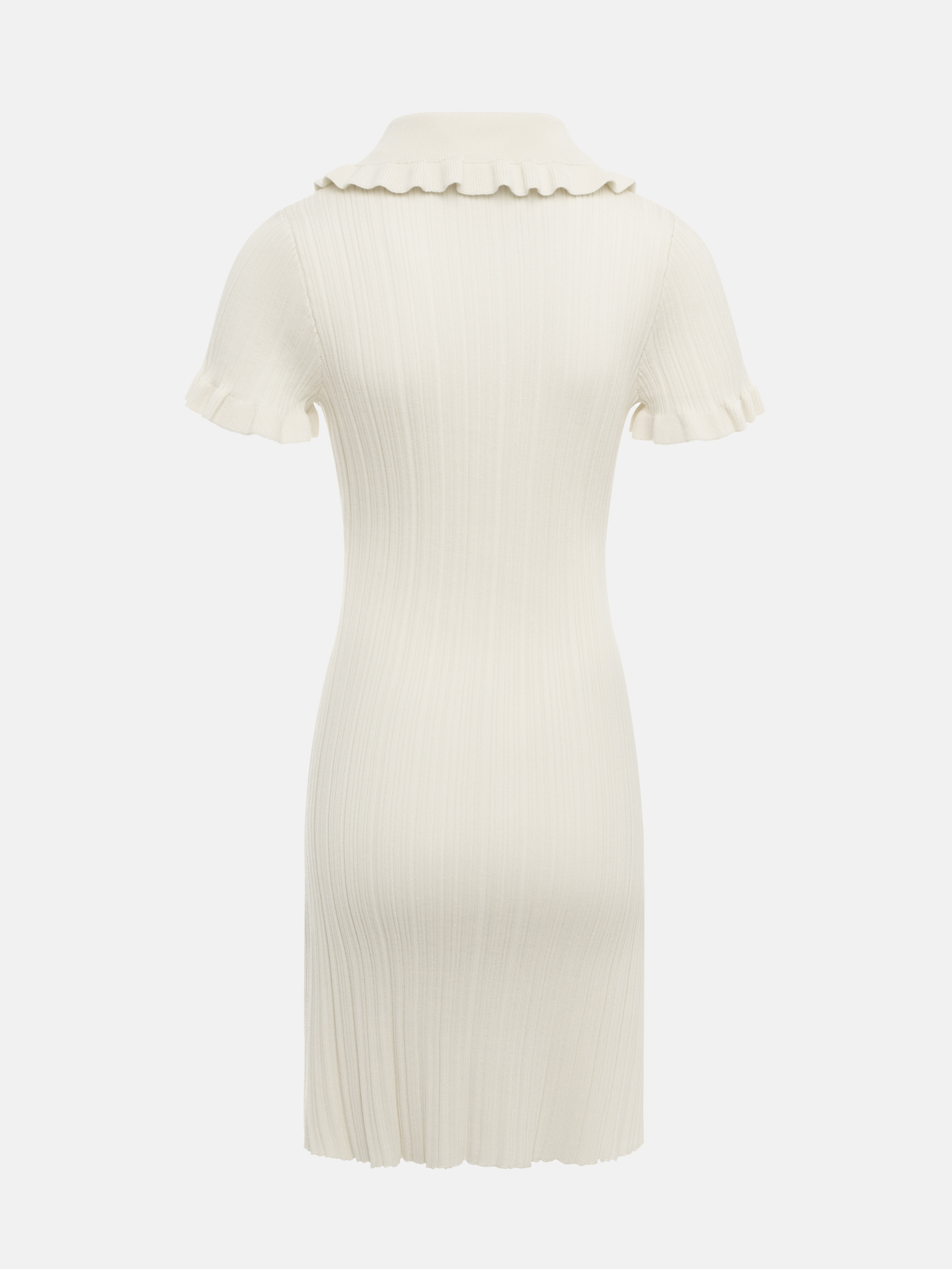 Knitted mini dress with voluminous collar