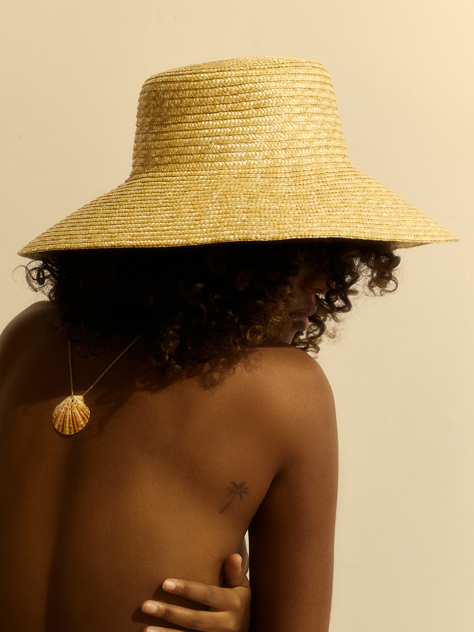 Wide-brimmed straw hat