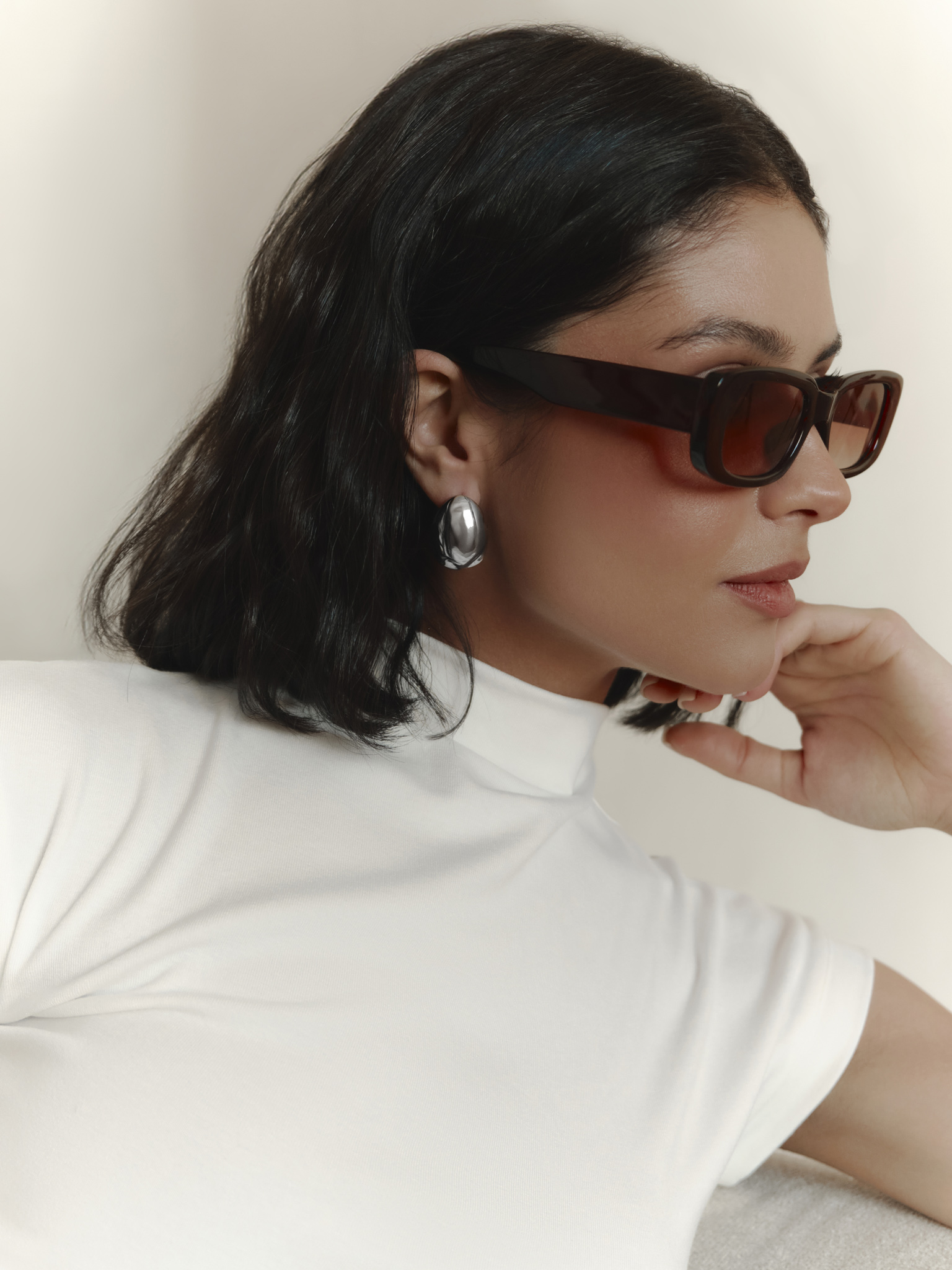 Lustrous metal brass earrings