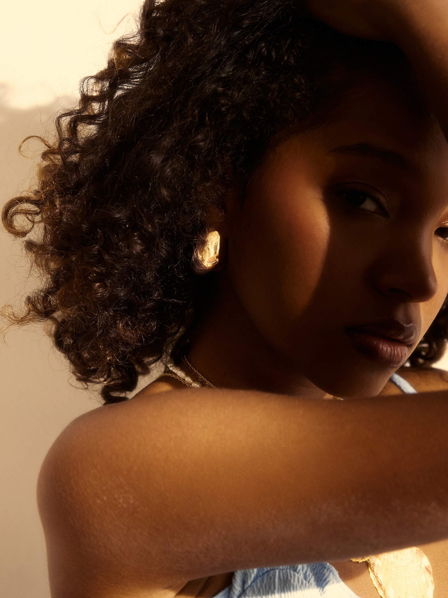 Lustrous metal brass earrings