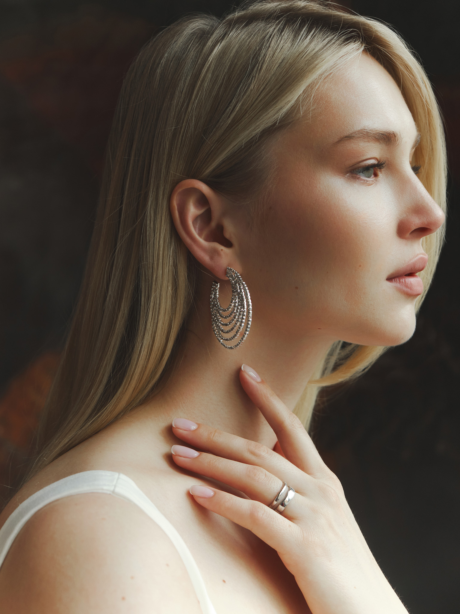 Серьги-кольца из страз