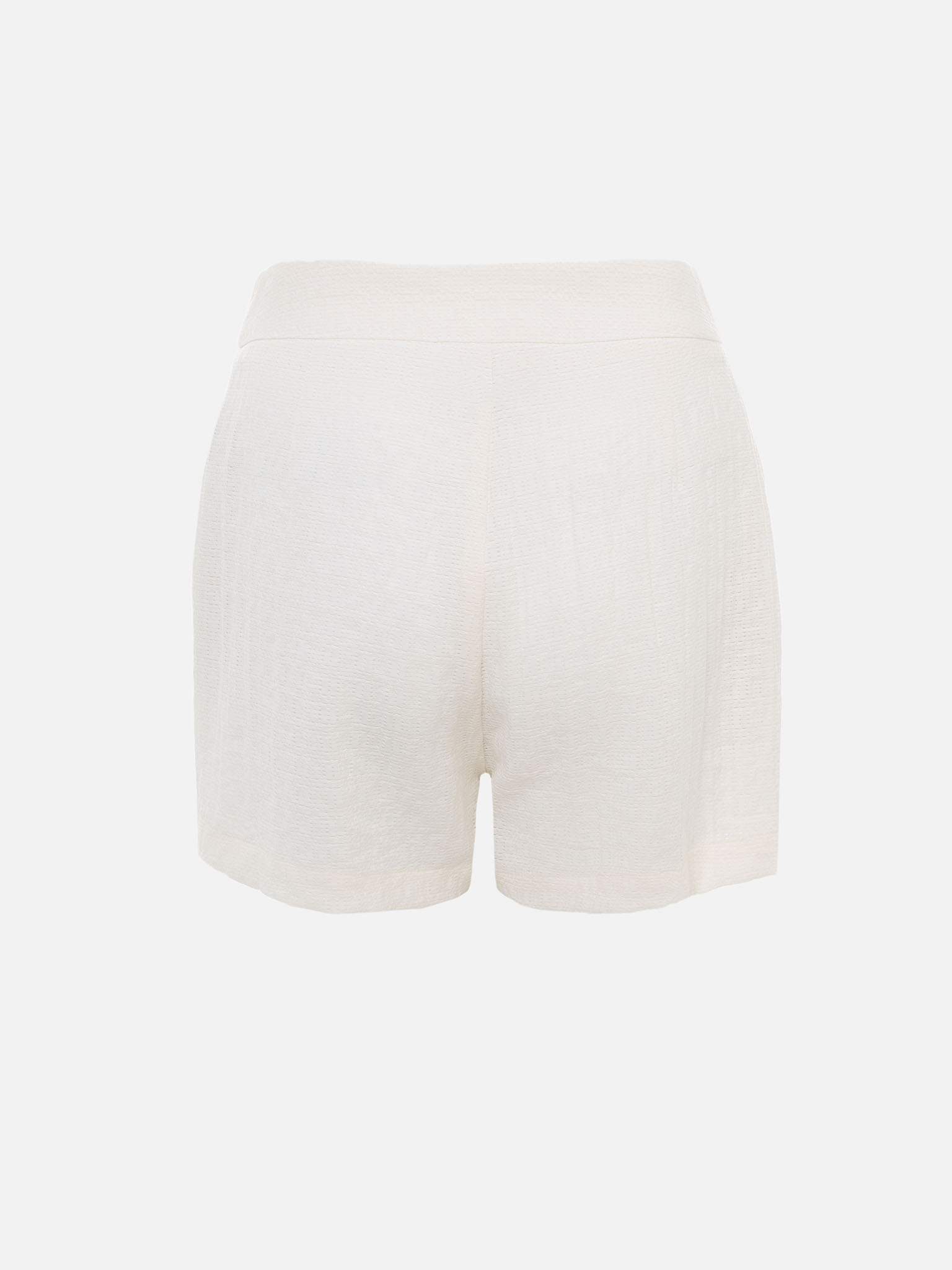 Mini shorts in textured fabric with waist pleats
