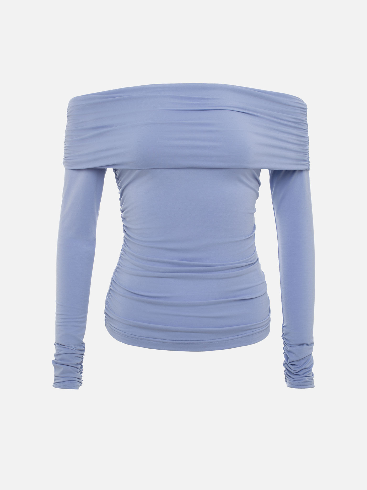 Top with open shoulders and draping on bodice